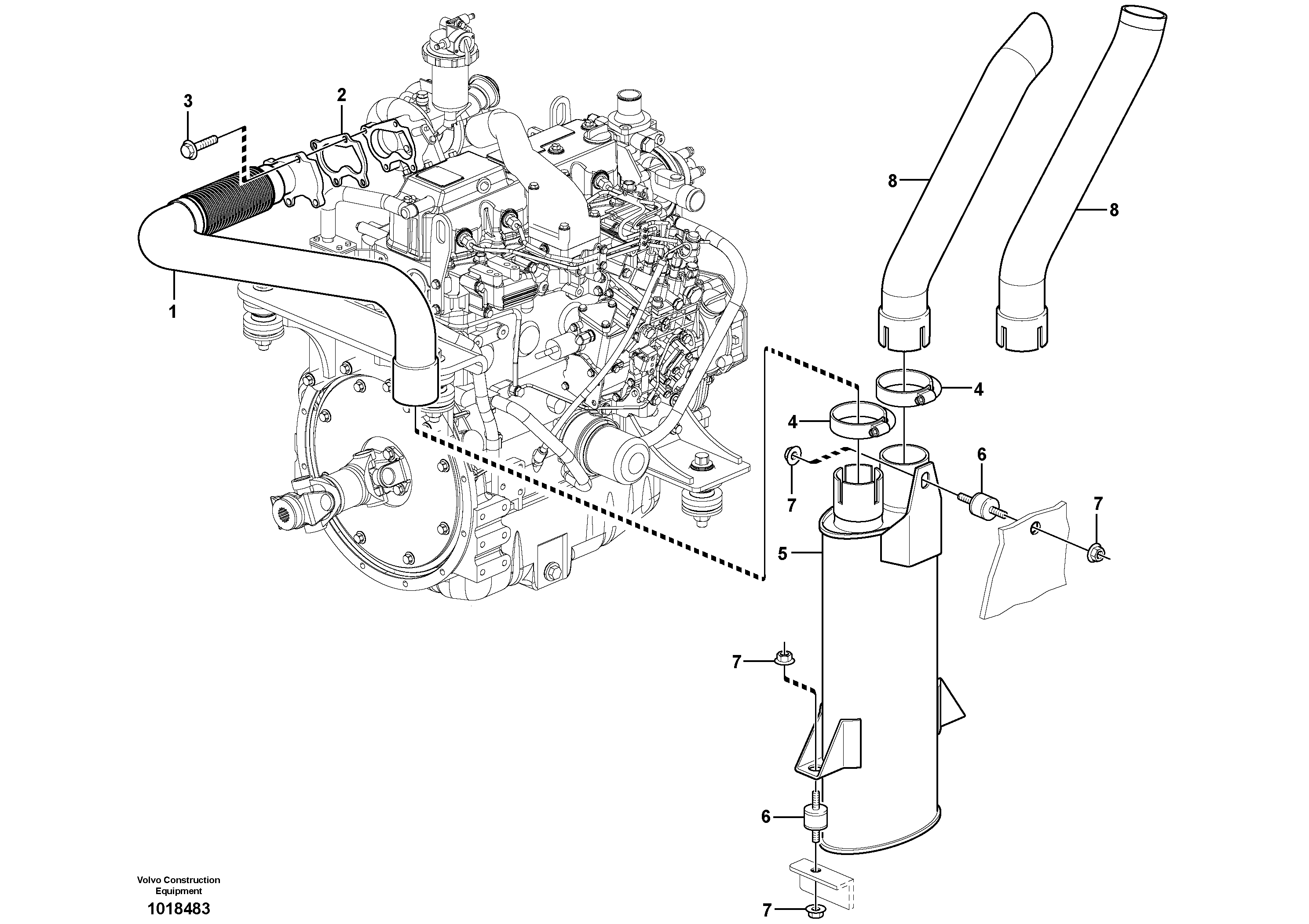 Схема запчастей Volvo MC110B - 89674 Выхлопная система MC110B