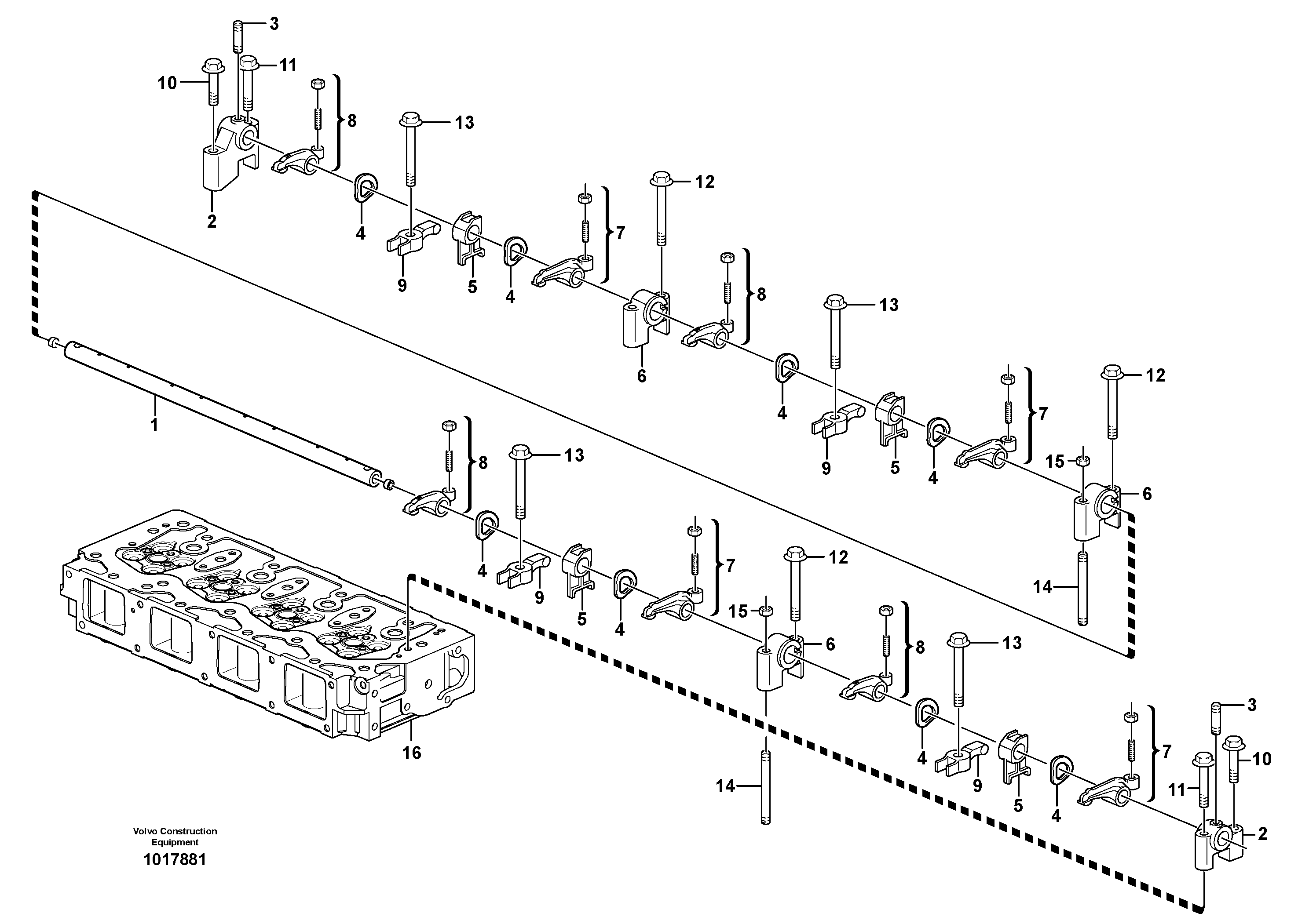 Схема запчастей Volvo MC110B - 58595 Valve mechanism MC110B S/N 71000 -