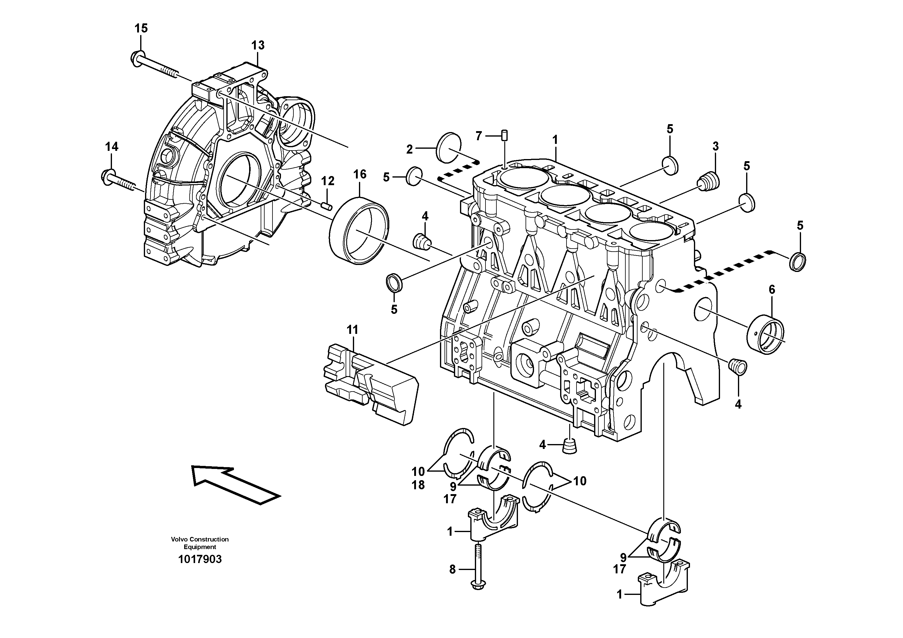 Схема запчастей Volvo MC110B - 59489 Блок цилиндров MC110B S/N 71000 -