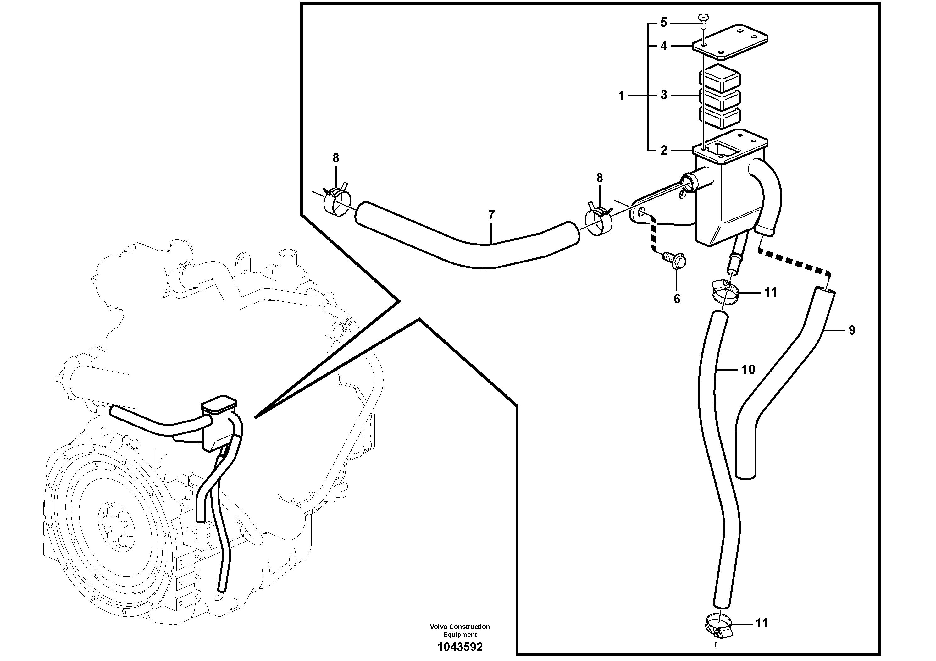Схема запчастей Volvo MC110B - 59490 Crankcase ventilation MC110B S/N 71000 -