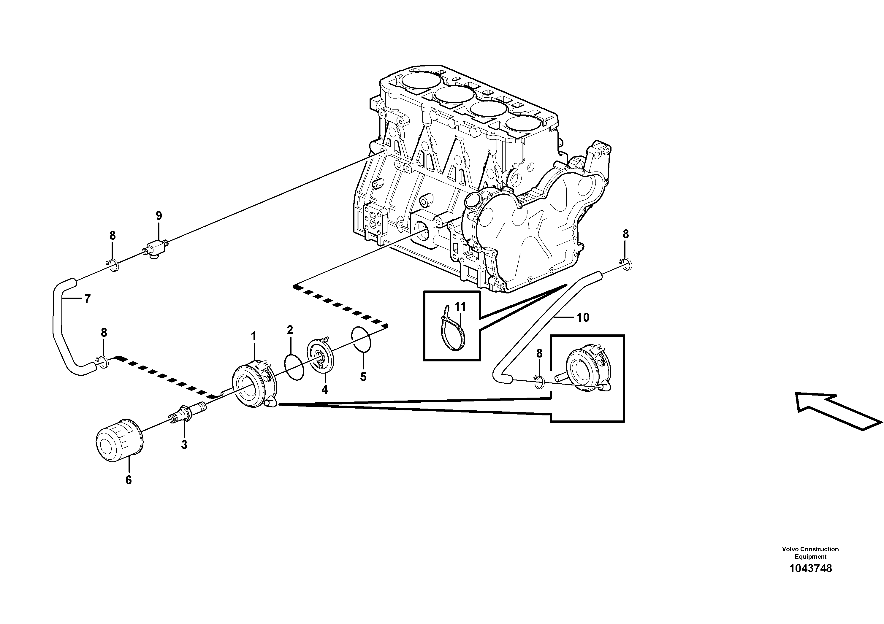 Схема запчастей Volvo MC110B - 59523 Масляный радиатор MC110B S/N 71000 -