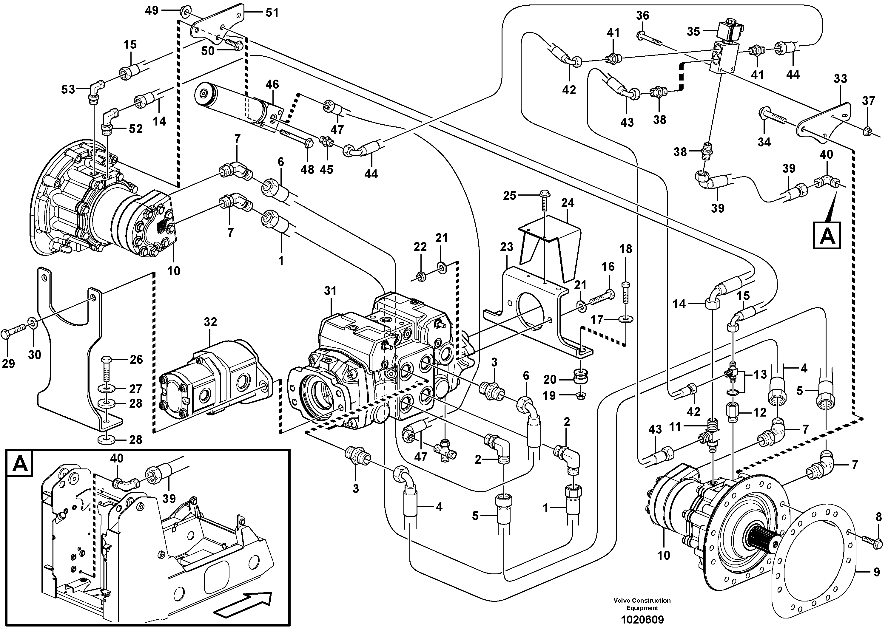Схема запчастей Volvo MC110B - 18758 Hydraulic system Transport MC110B