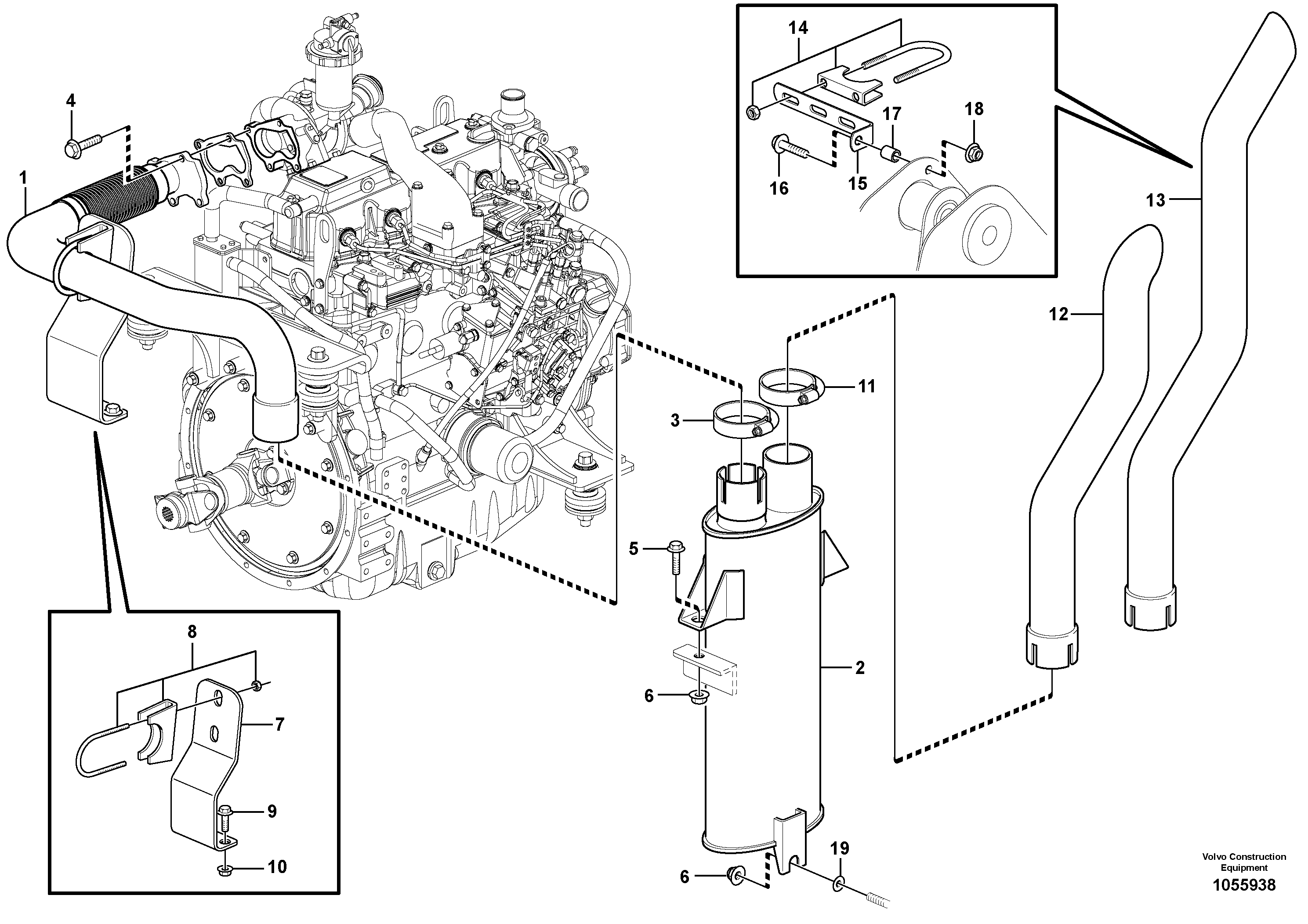 Схема запчастей Volvo MC110B - 55983 Выхлопная система MC110B S/N 71000 -
