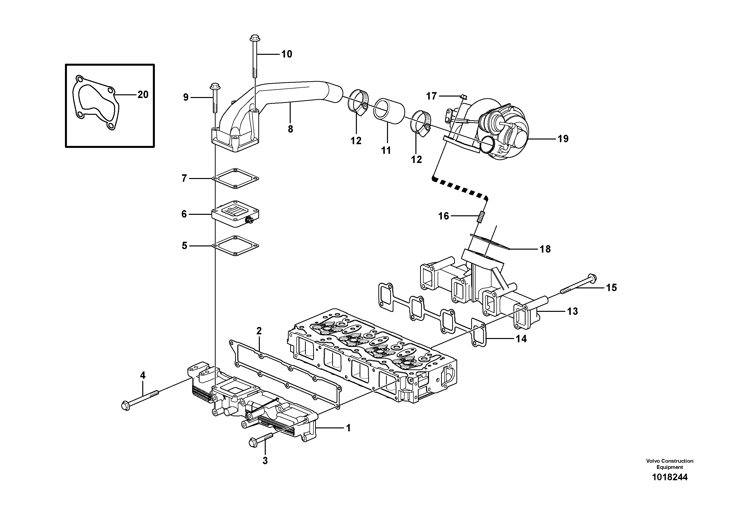 Схема запчастей Volvo MC110B - 59501 Inlet manifold and exhaust manifold MC110B S/N 71000 -