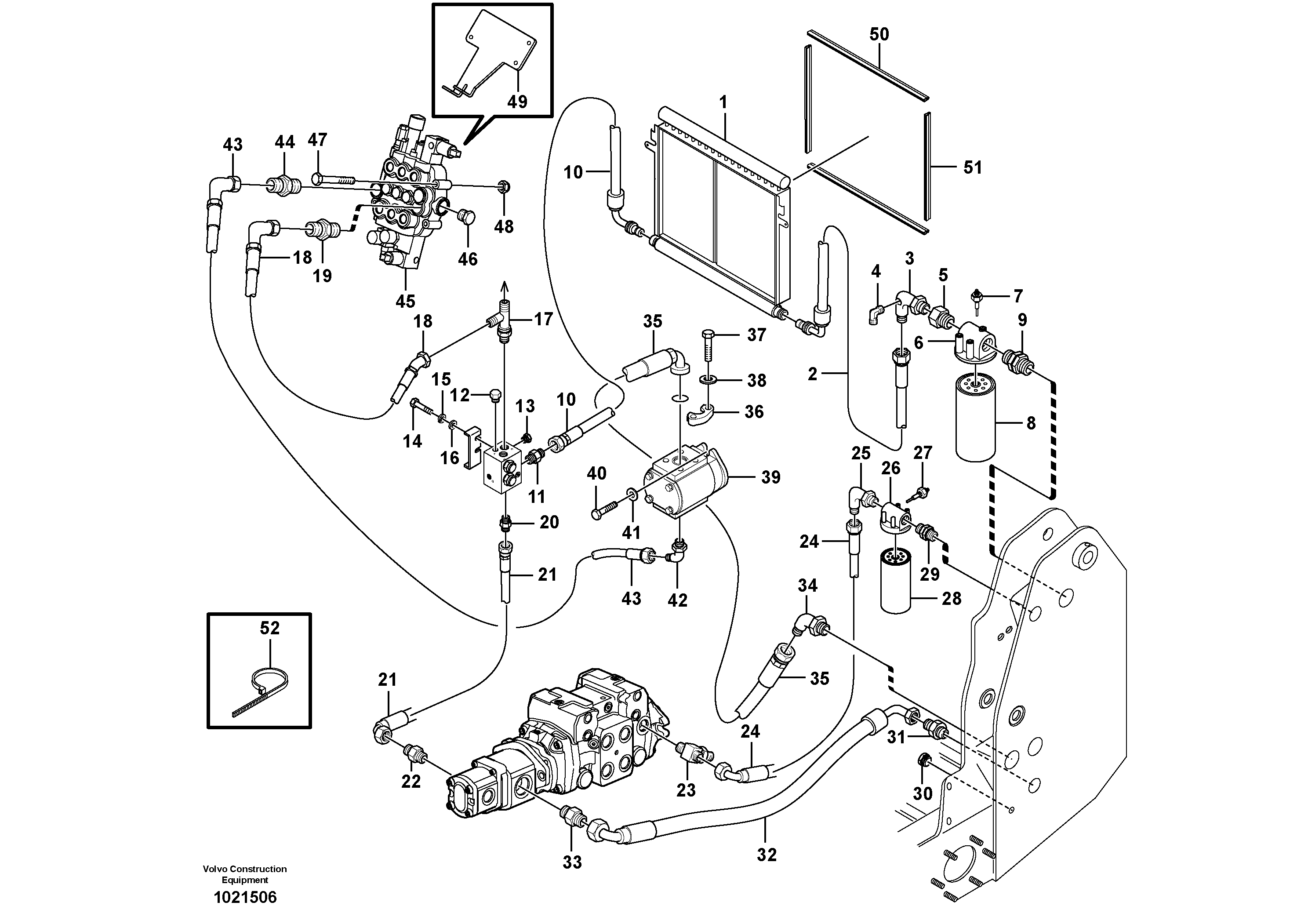 Схема запчастей Volvo MC110B - 15309 Supply/return and Cooling Circuits MC110B