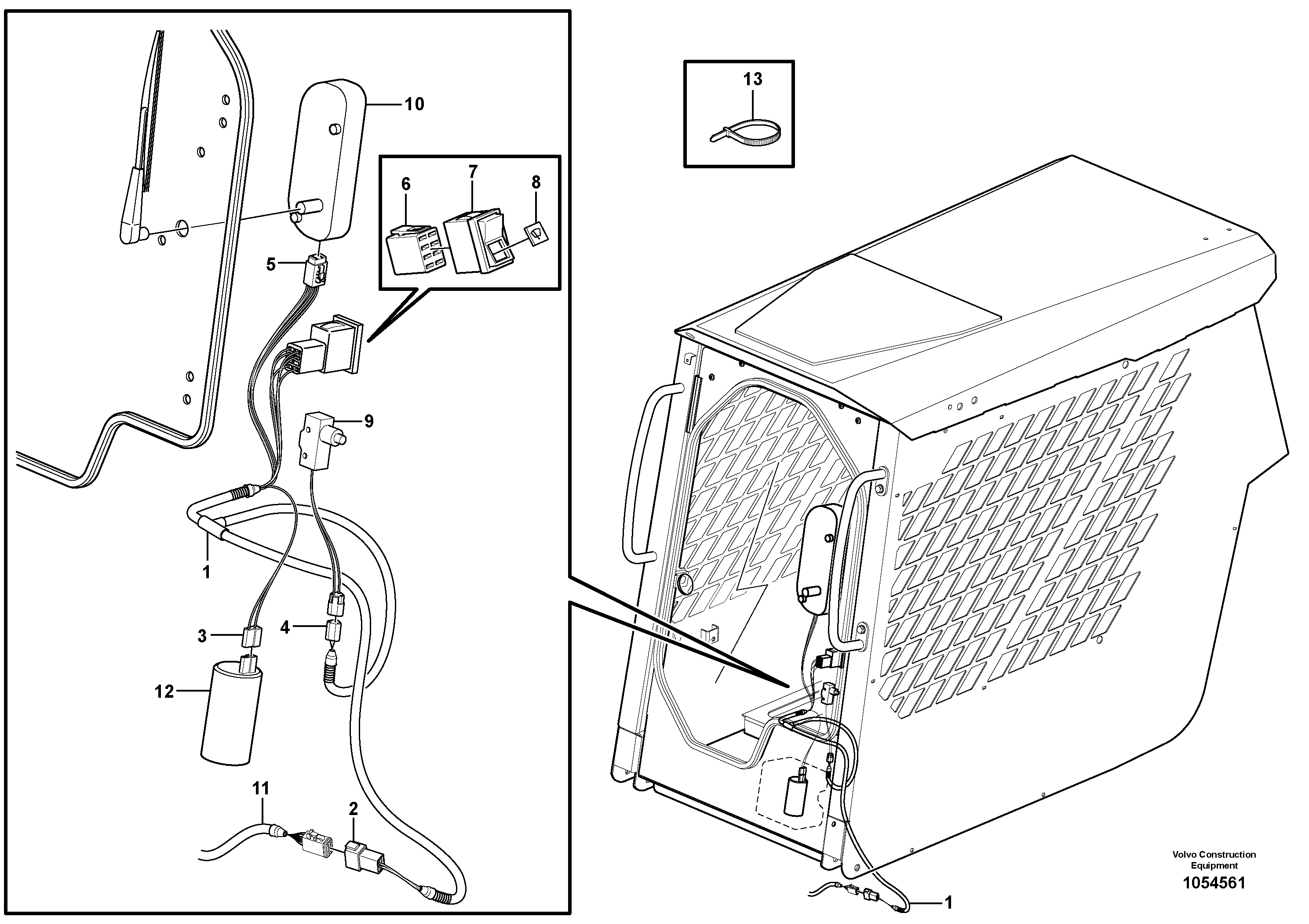 Схема запчастей Volvo MC110B - 96750 Cable harness door MC110B S/N 71000 -