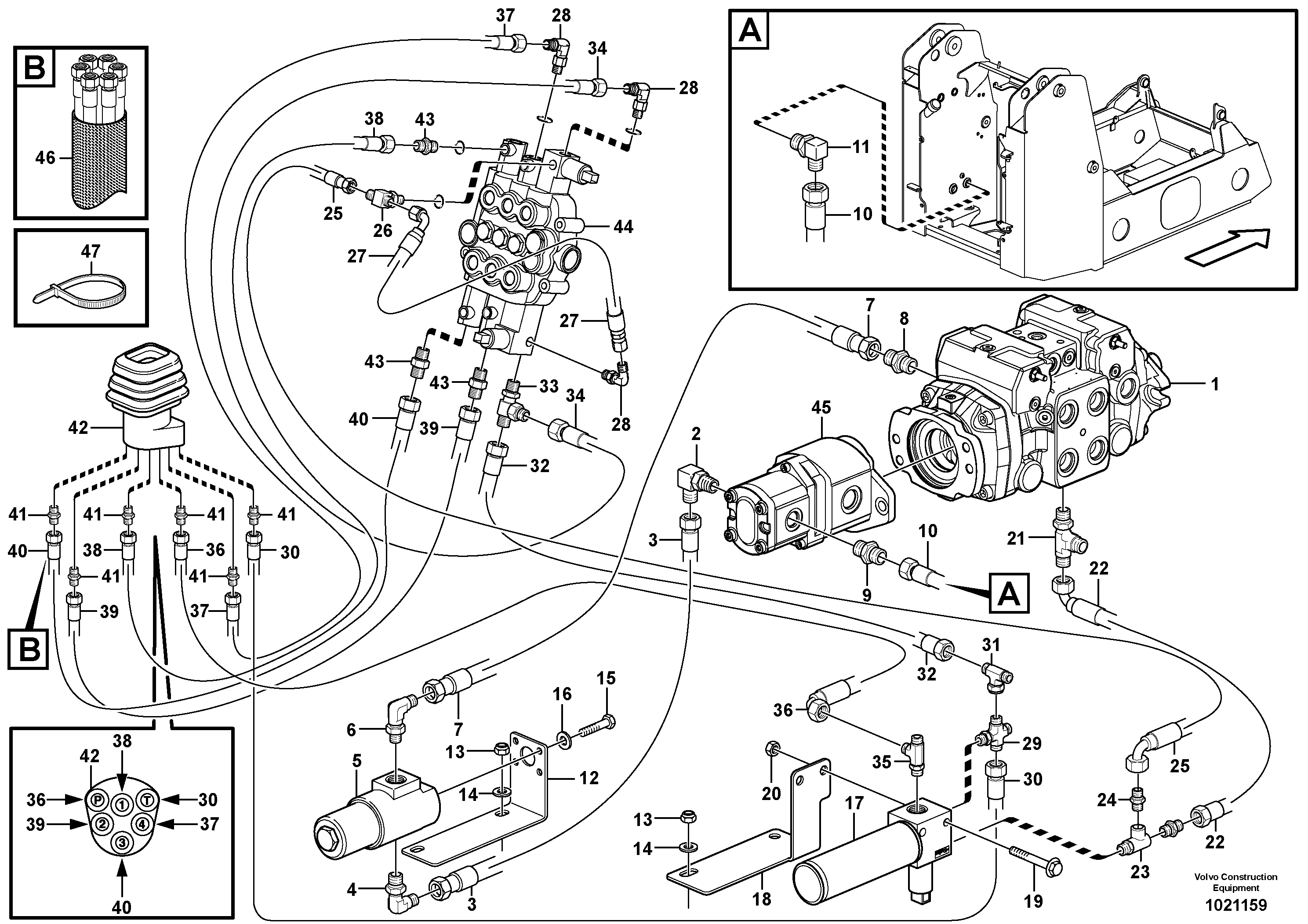 Схема запчастей Volvo MC110B - 102963 Single control lever, lift and tilt function MC110B