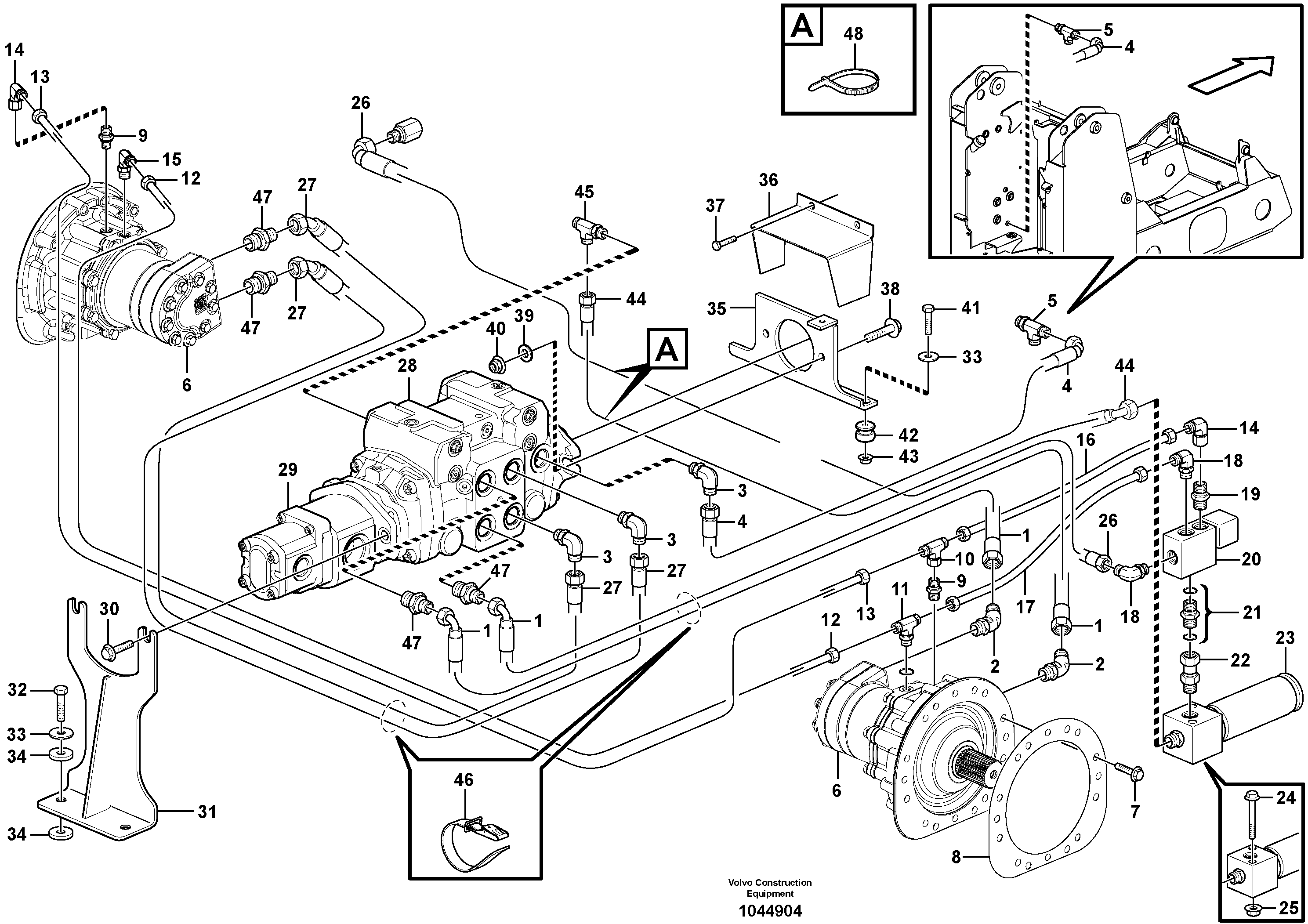 Схема запчастей Volvo MC110B - 40303 Hydraulic system Transport MC110B S/N 71000 -