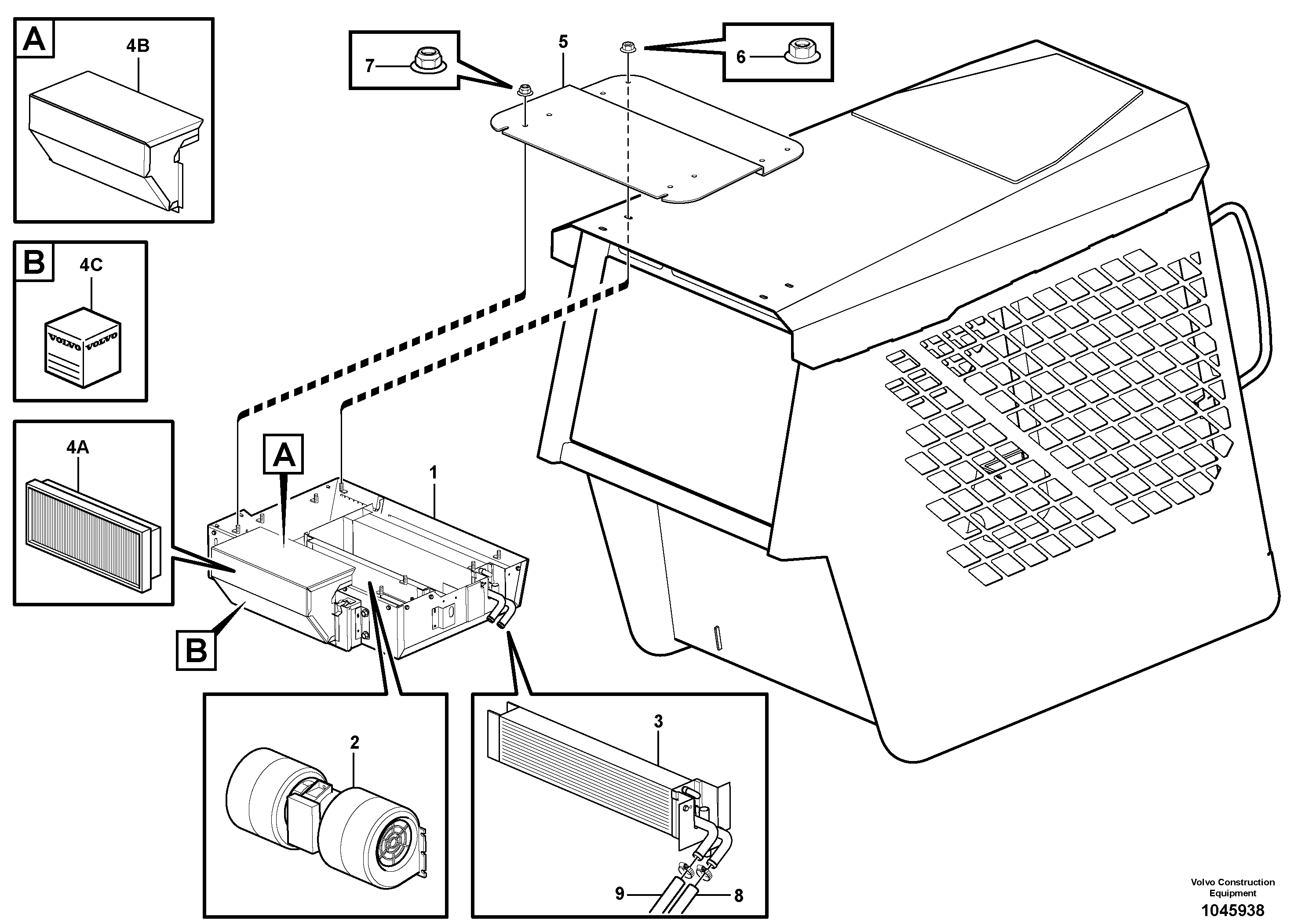 Схема запчастей Volvo MC110B - 61017 Cab heating MC110B S/N 71000 -