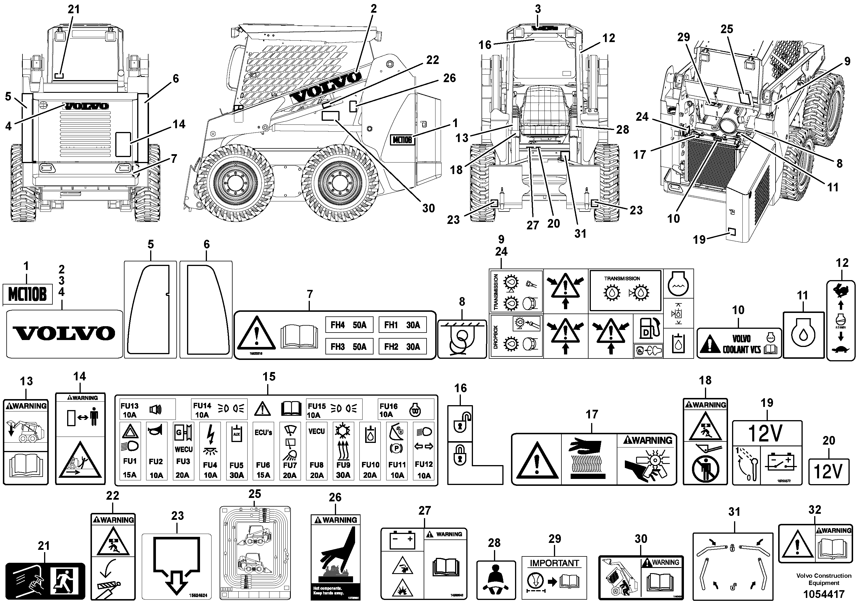 Схема запчастей Volvo MC110B - 101313 Decals MC110B S/N 71000 -