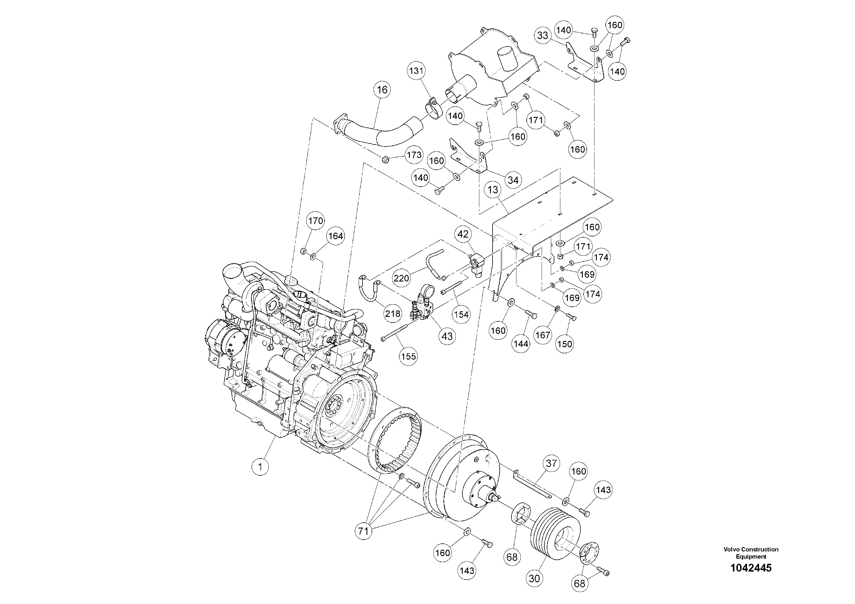 Схема запчастей Volvo MW500 S/N 20591 - - 87480 Basic Engine 