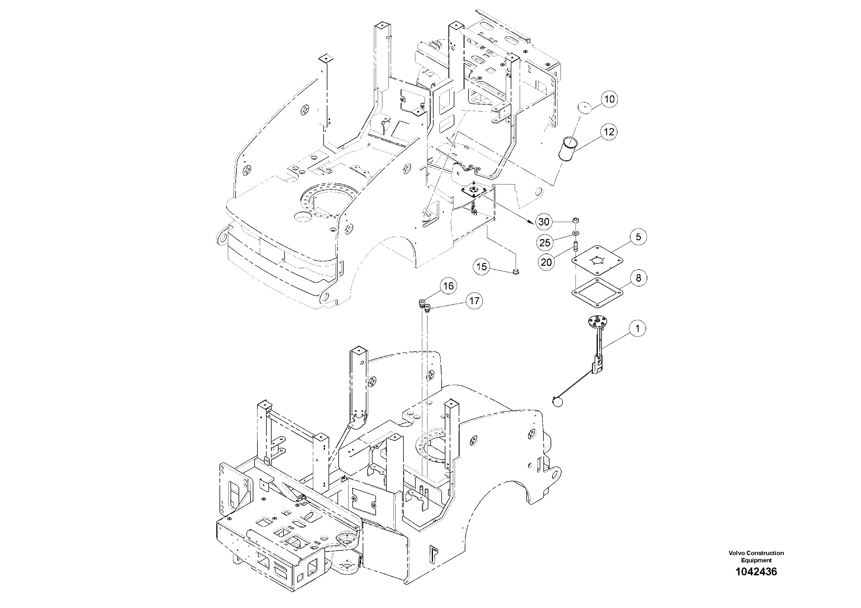 Схема запчастей Volvo MW500 S/N 20591 - - 95043 Fuel Tank Kit 