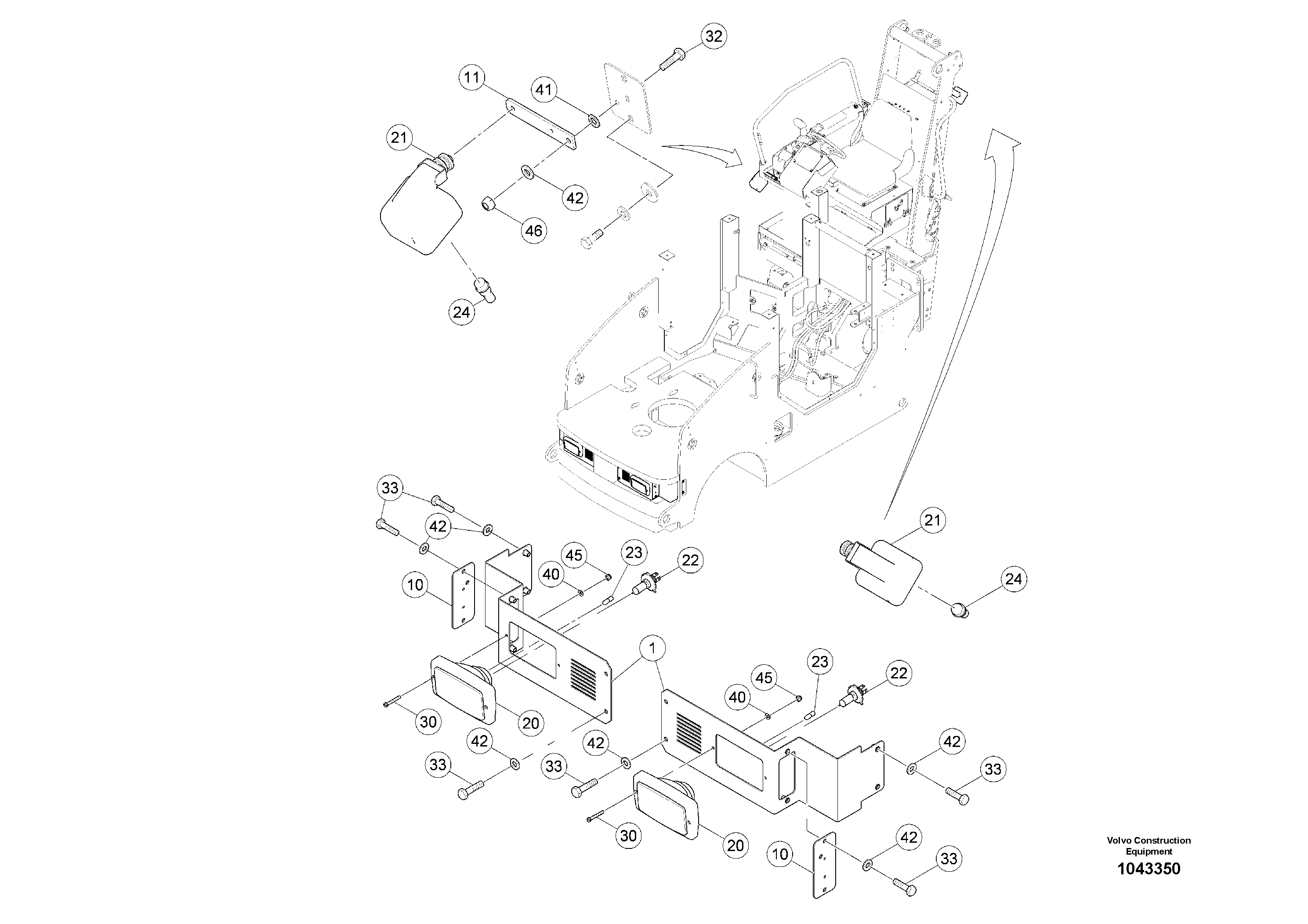Схема запчастей Volvo MW500 S/N 20591 - - 100272 Lights 