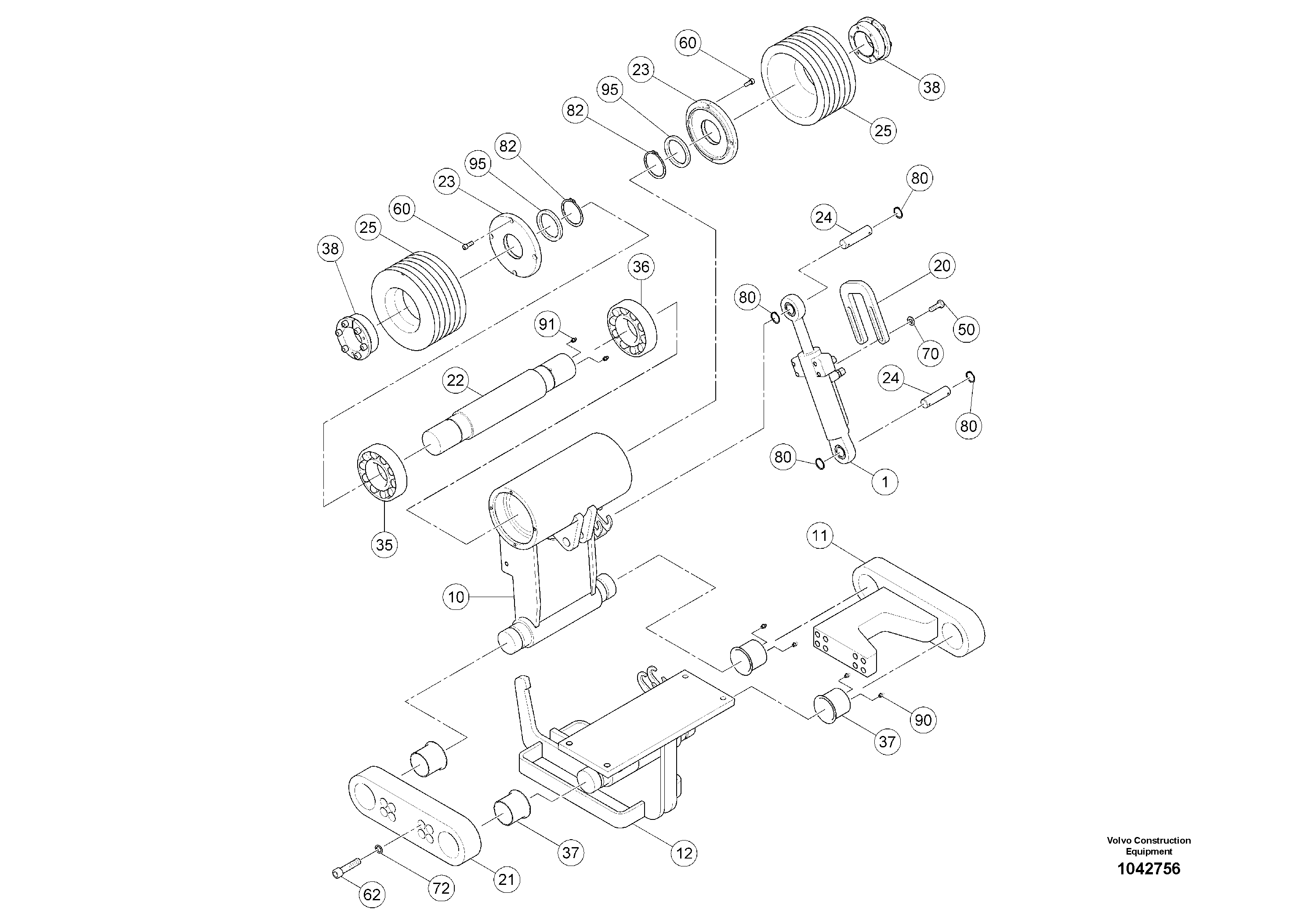 Схема запчастей Volvo MW500 S/N 20591 - - 93649 Intermediate shaft 