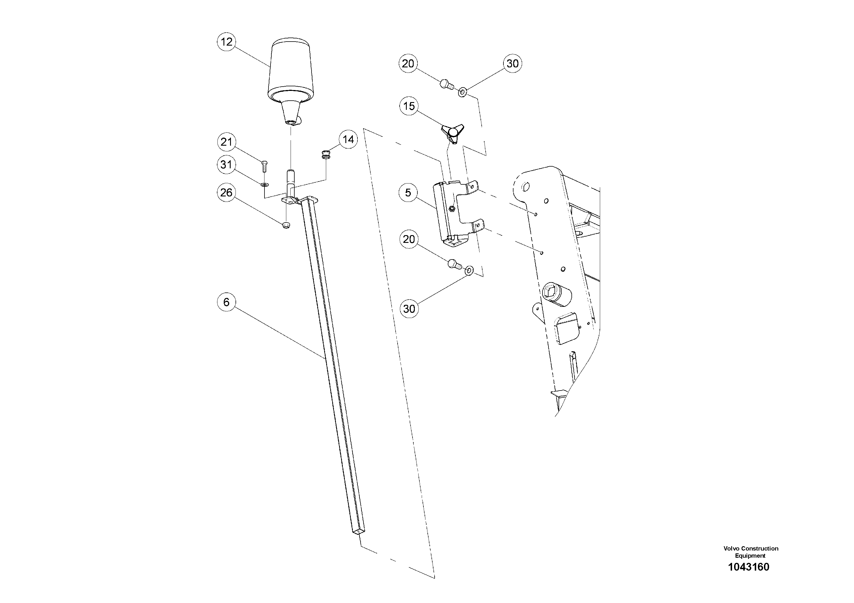 Схема запчастей Volvo MW500 S/N 20591 - - 98216 Rotating Beacon 