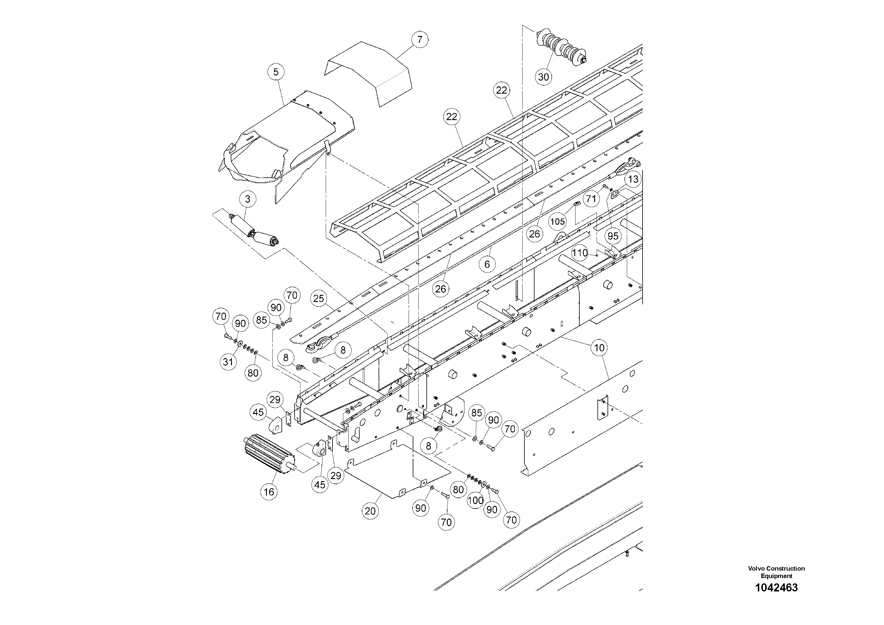 Схема запчастей Volvo MW500 S/N 20591 - - 94563 Conveyor 