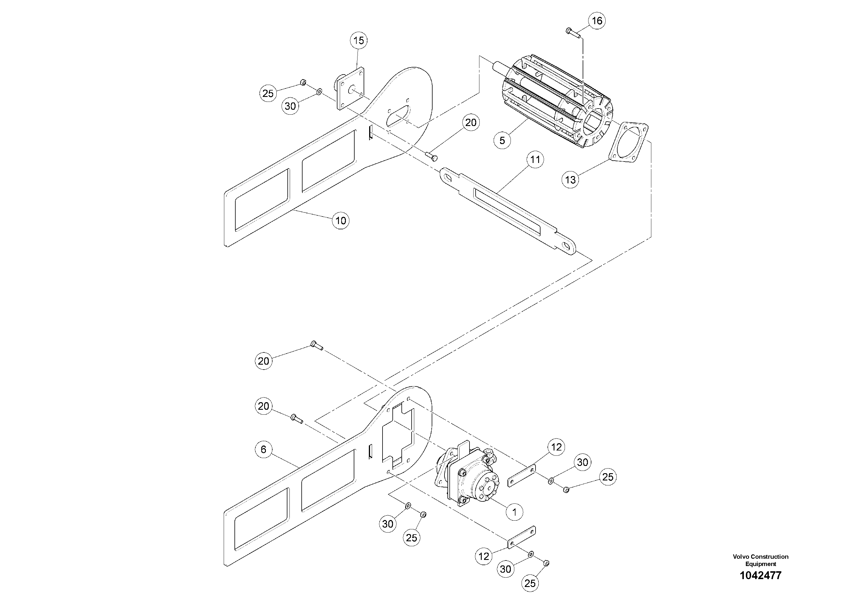 Схема запчастей Volvo MW500 S/N 20591 - - 96642 Charging Belt Head 