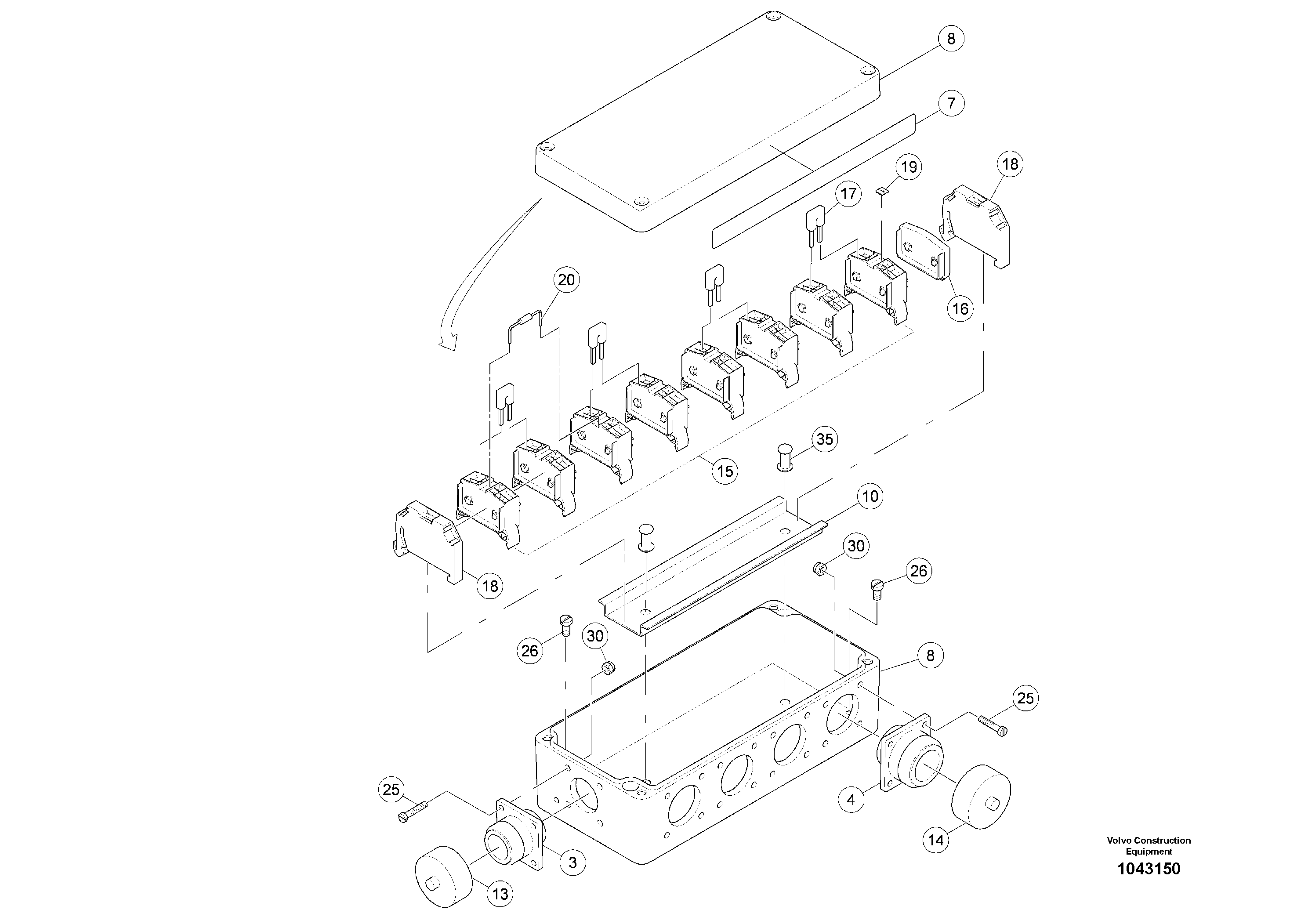 Схема запчастей Volvo MW500 S/N 20591 - - 87629 Junction Box 