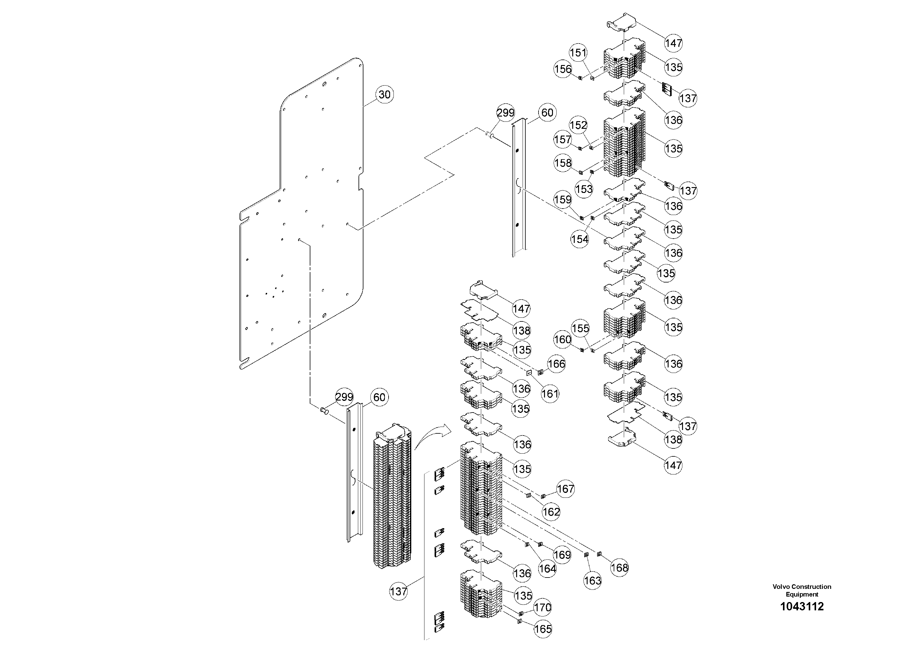 Схема запчастей Volvo MW500 S/N 20591 - - 92877 Main junction box 