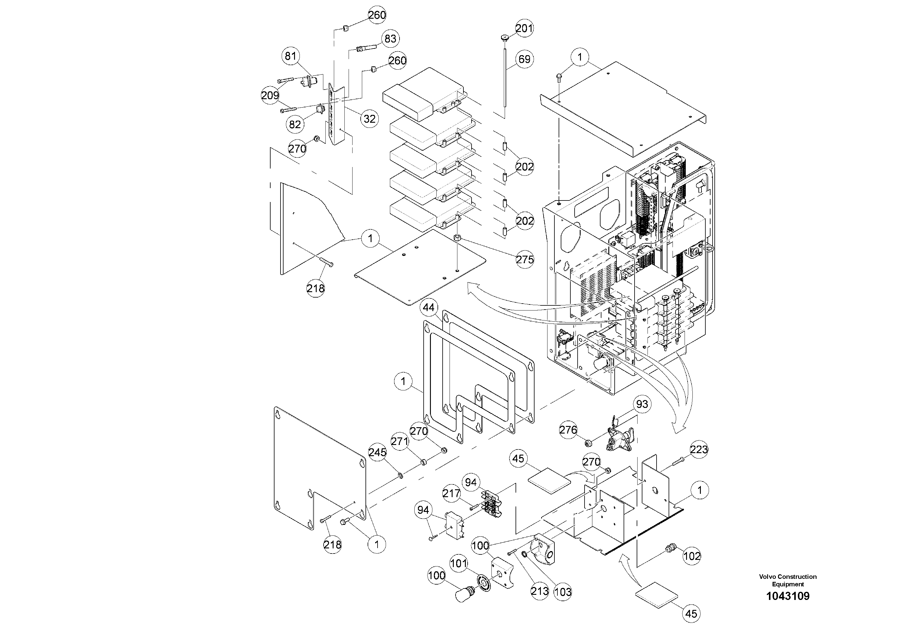 Схема запчастей Volvo MW500 S/N 20591 - - 93894 Main junction box 