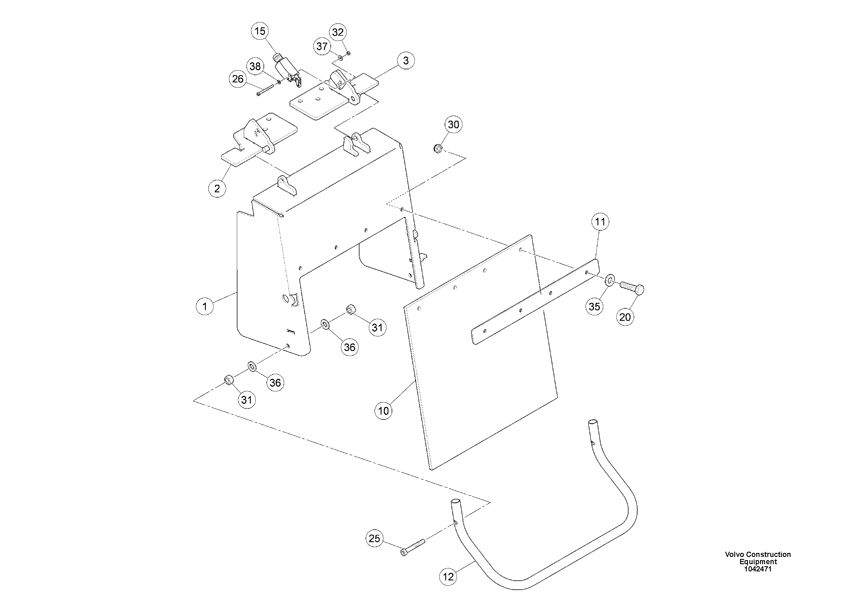 Схема запчастей Volvo MW500 S/N 20591 - - 92372 Protective cover pre-assembly 