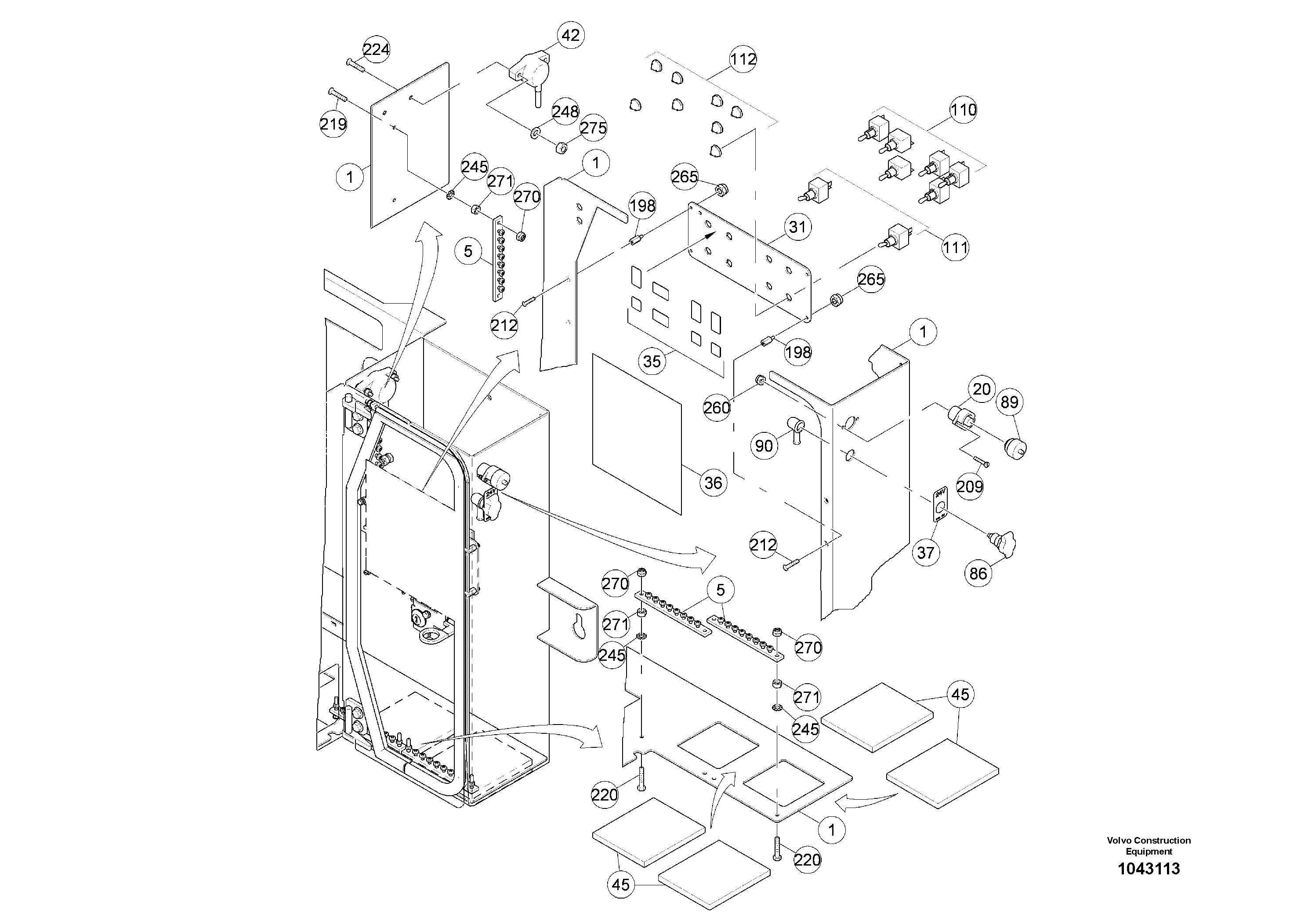 Схема запчастей Volvo MW500 S/N 20591 - - 93896 Main junction box 