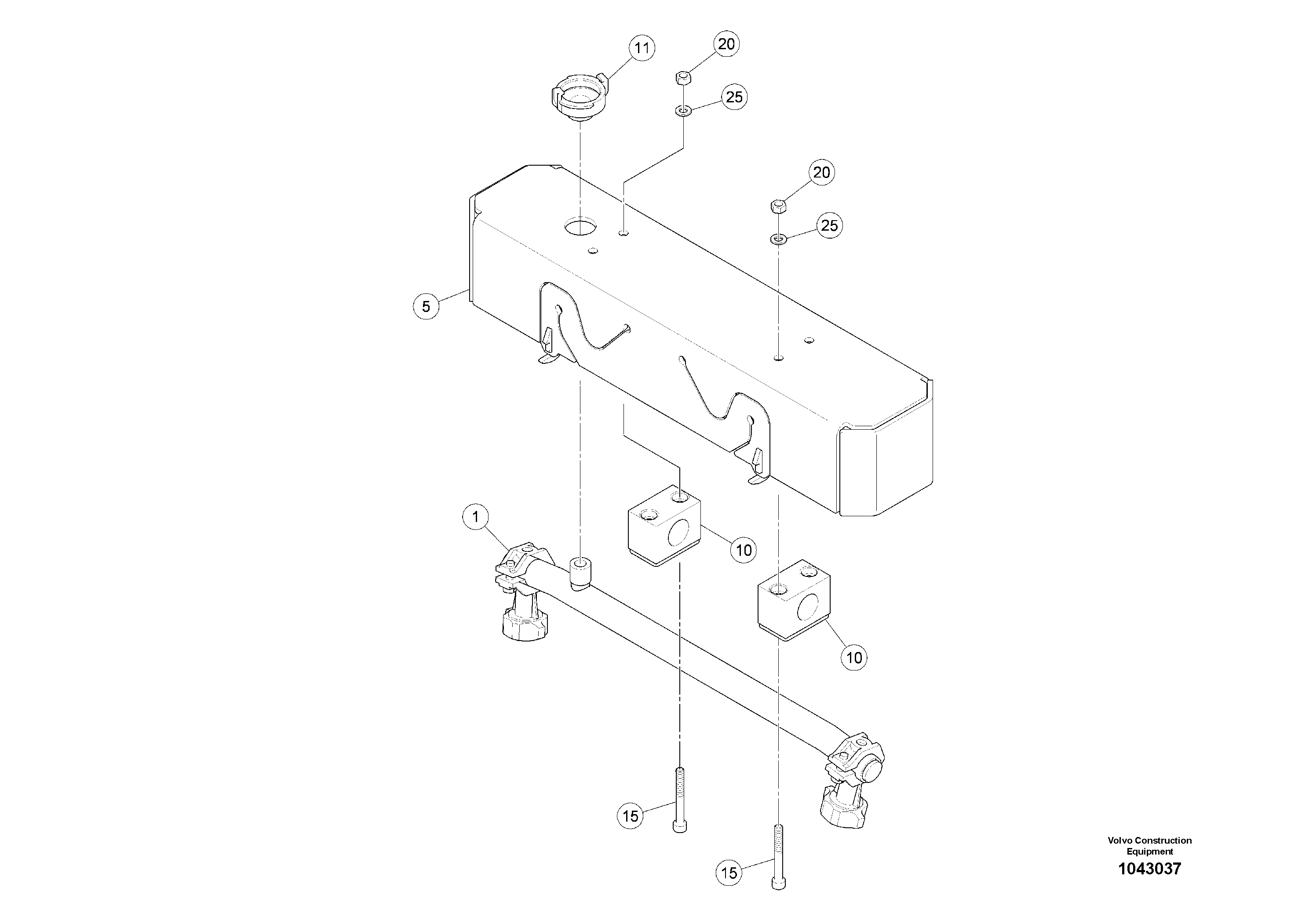 Схема запчастей Volvo MW500 S/N 20591 - - 93004 Nozzle Fitting with holder 