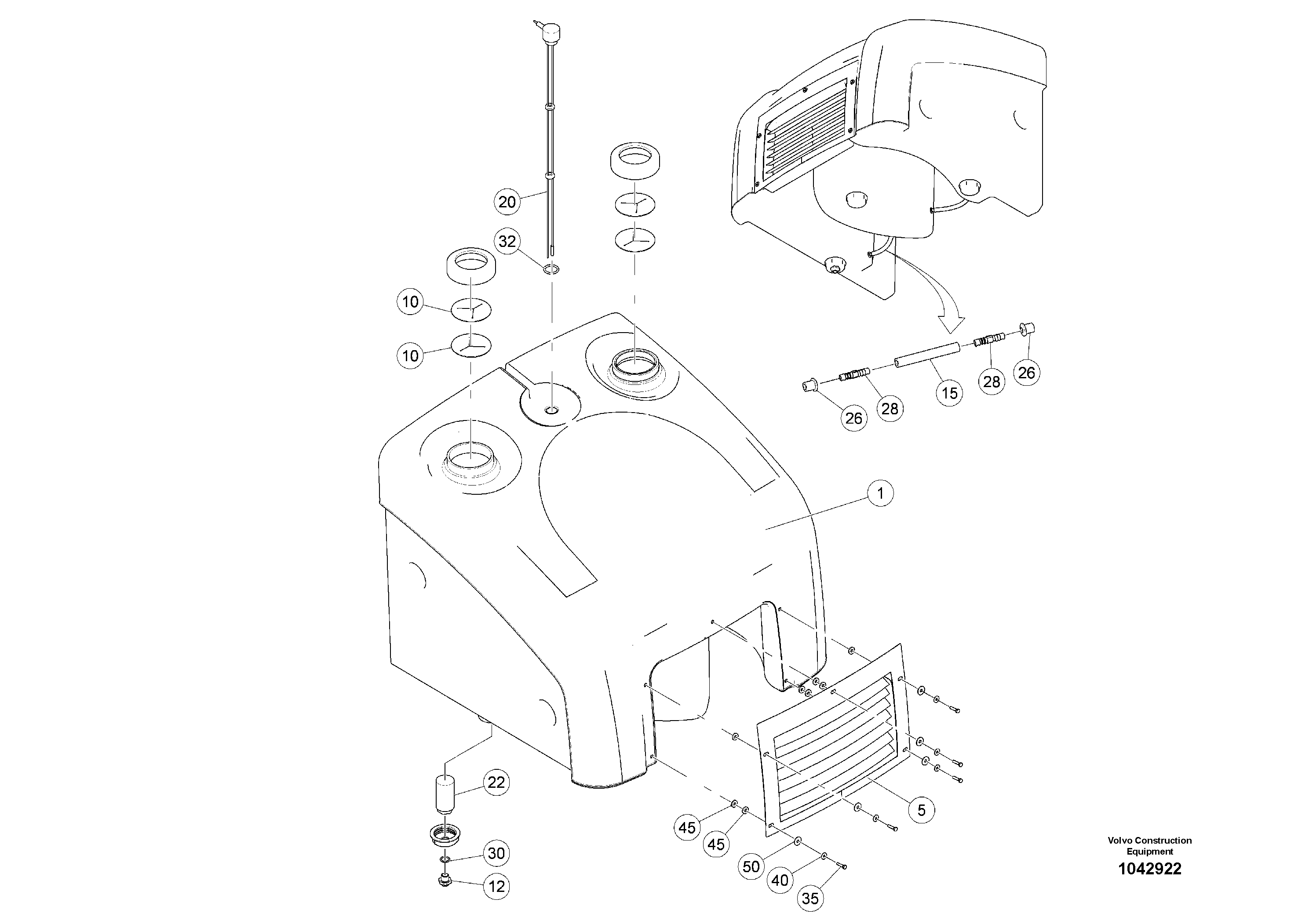 Схема запчастей Volvo MW500 S/N 20591 - - 98795 Water tank 