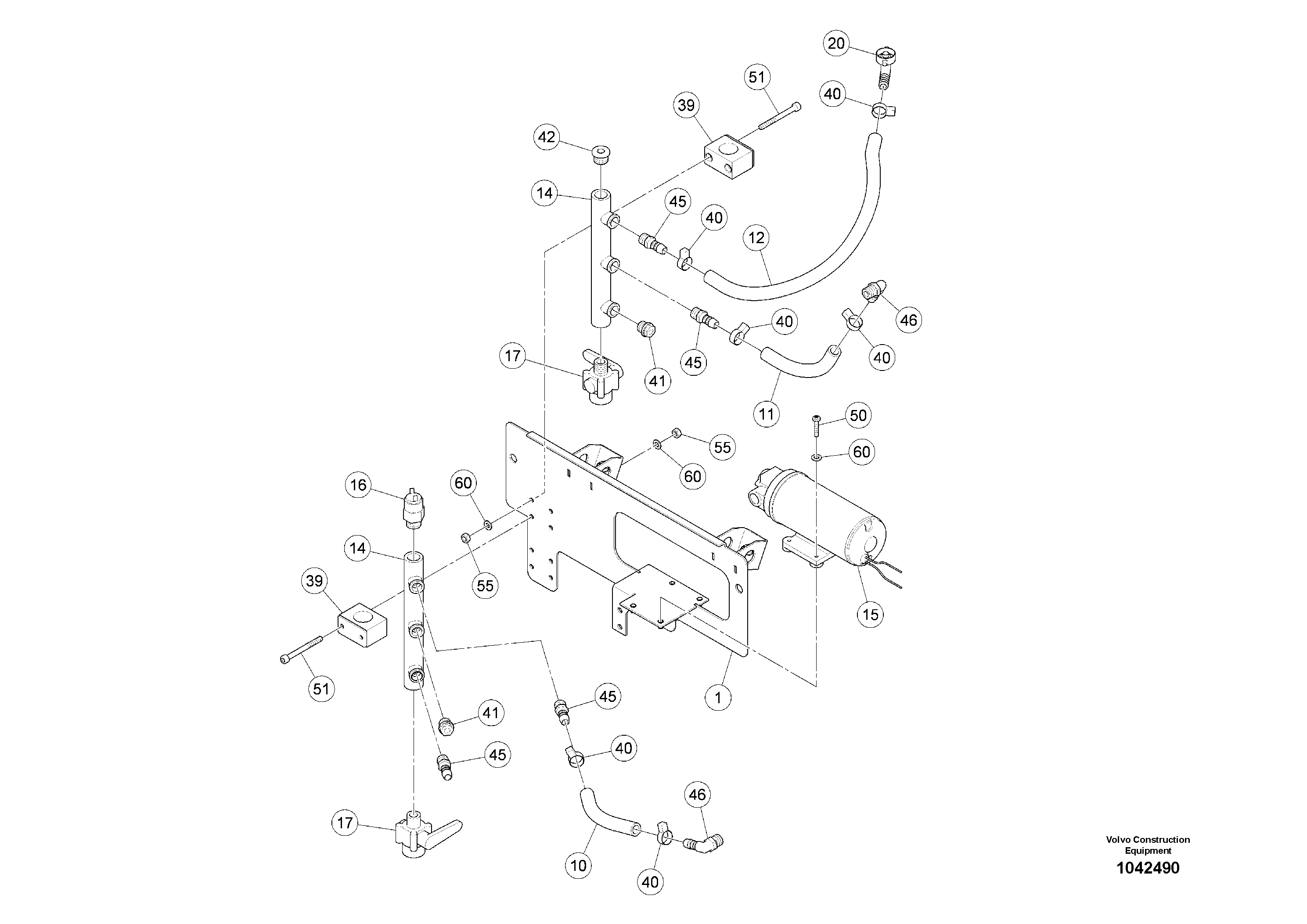 Схема запчастей Volvo MW500 S/N 20591 - - 99951 Waterspray System 