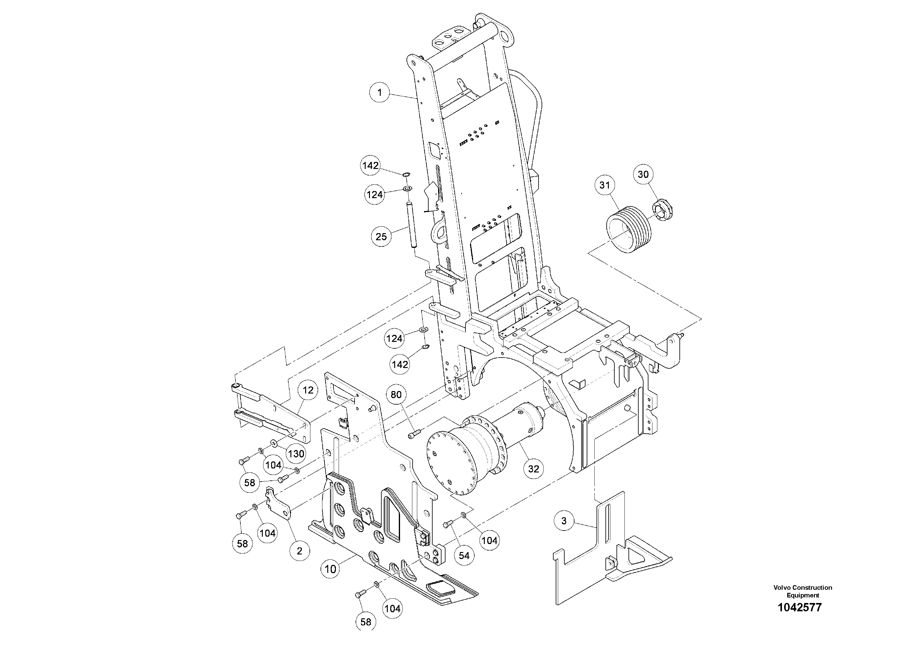 Схема запчастей Volvo MW500 S/N 20591 - - 95135 Cutter unit 
