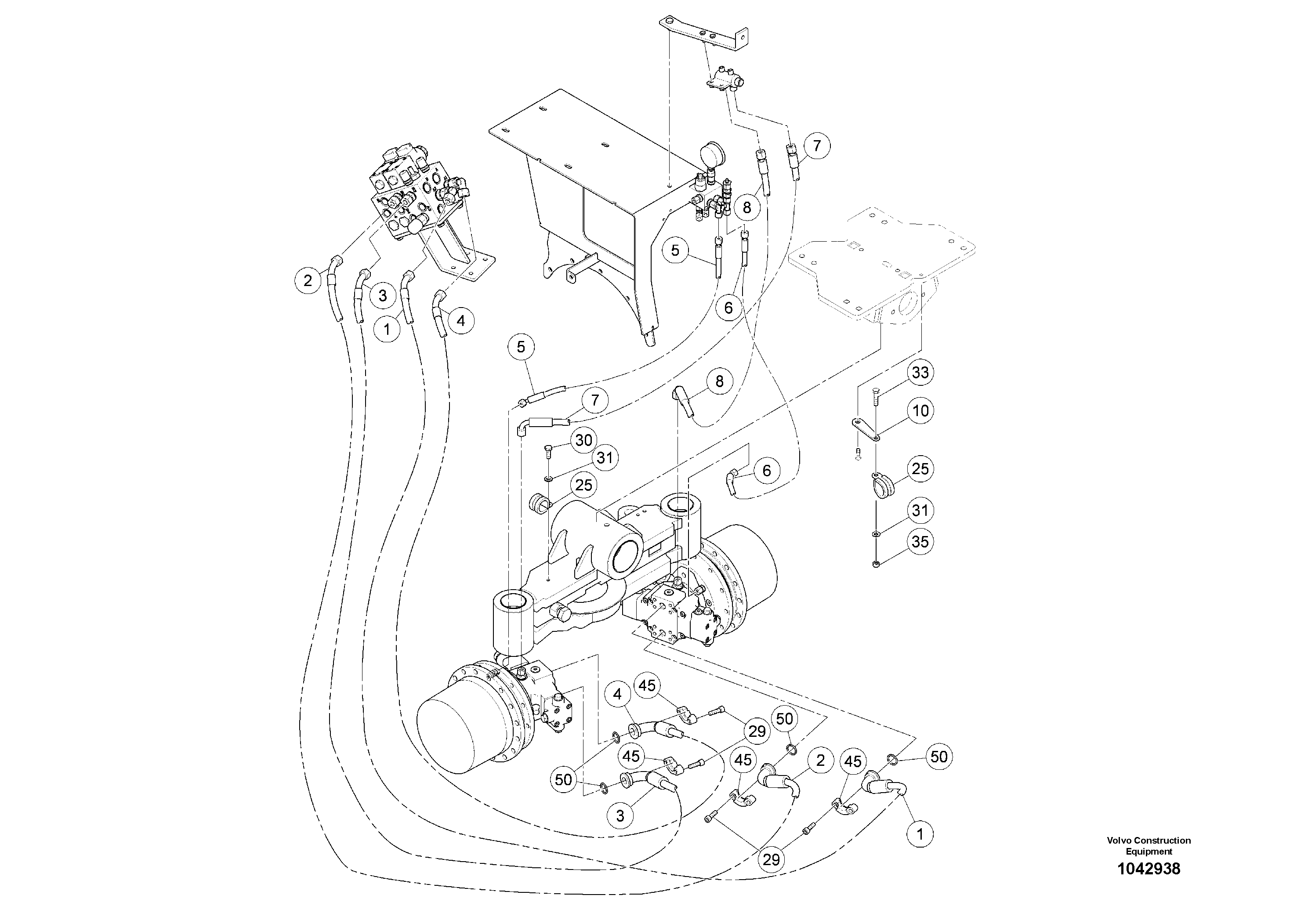 Схема запчастей Volvo MW500 S/N 20591 - - 92652 Hydraulics for 4-wheel 