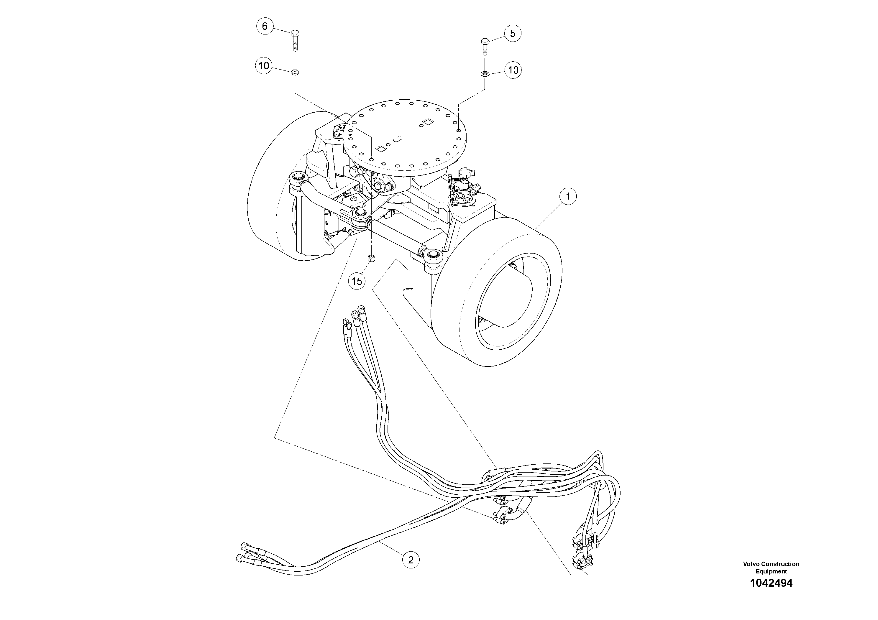 Схема запчастей Volvo MW500 S/N 20591 - - 92863 4-Wheel Axle Assembly 