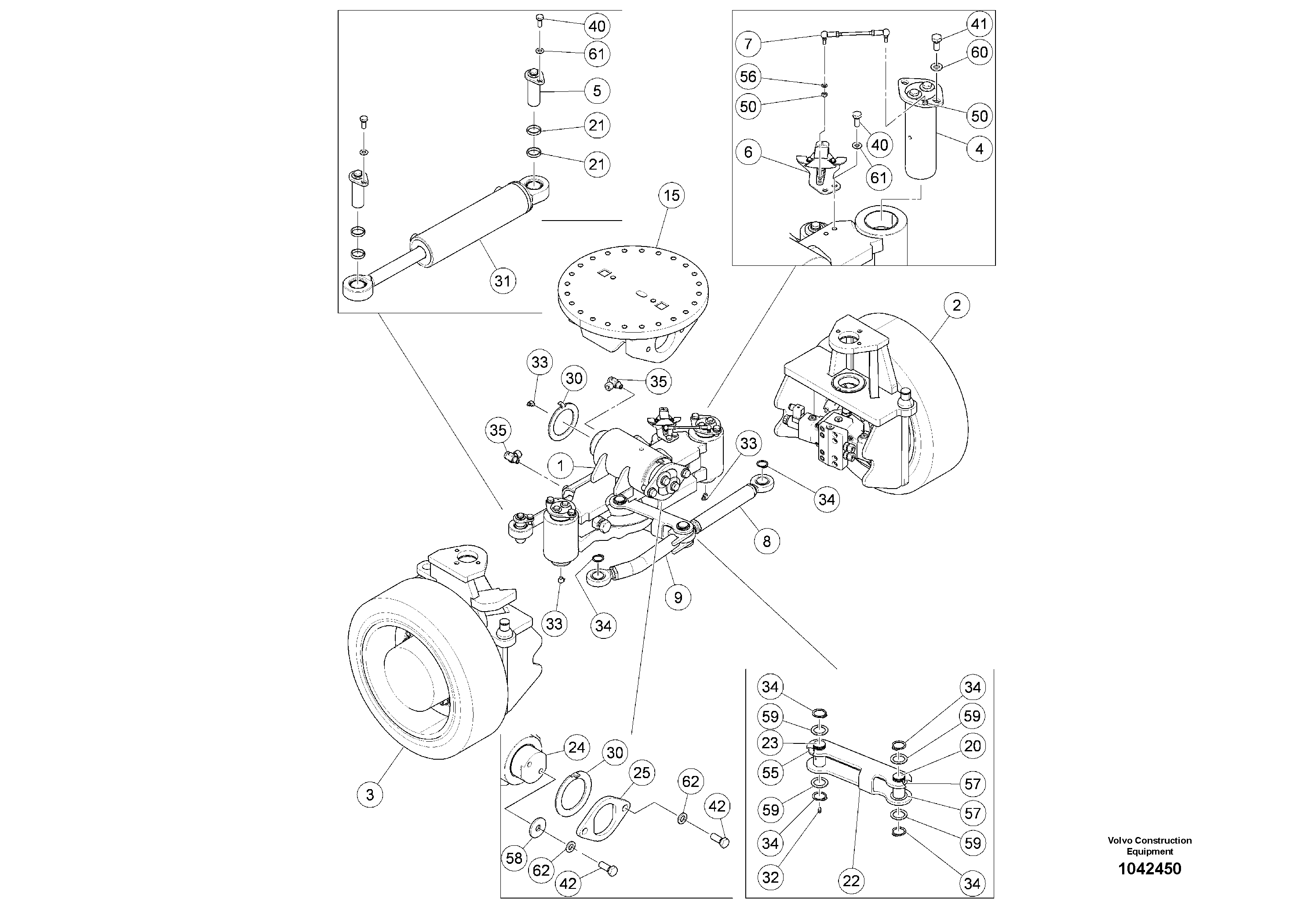 Схема запчастей Volvo MW500 S/N 20591 - - 96296 Мост передний в сборе 