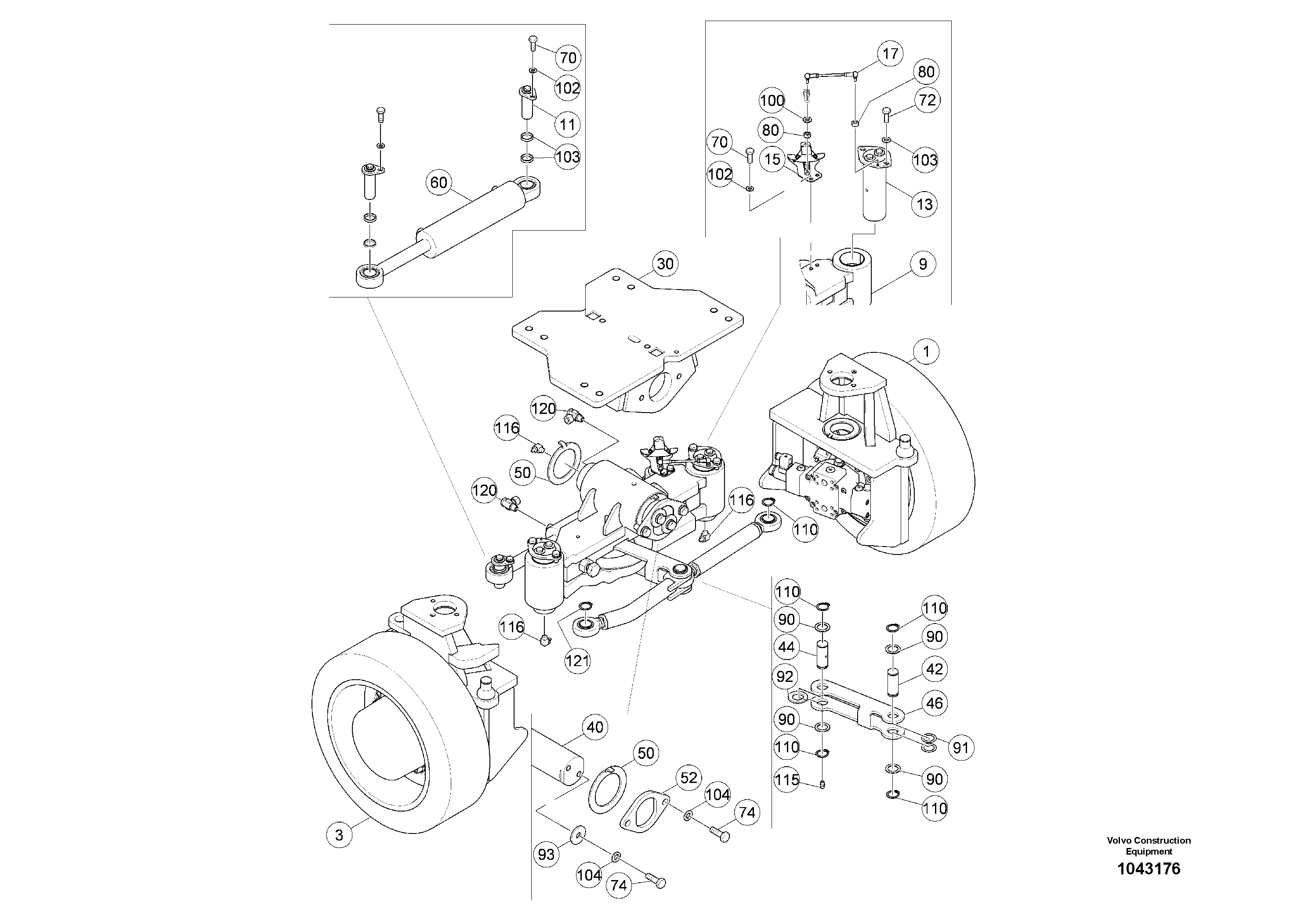 Схема запчастей Volvo MW500 S/N 20591 - - 94827 Front Steering Assembly 