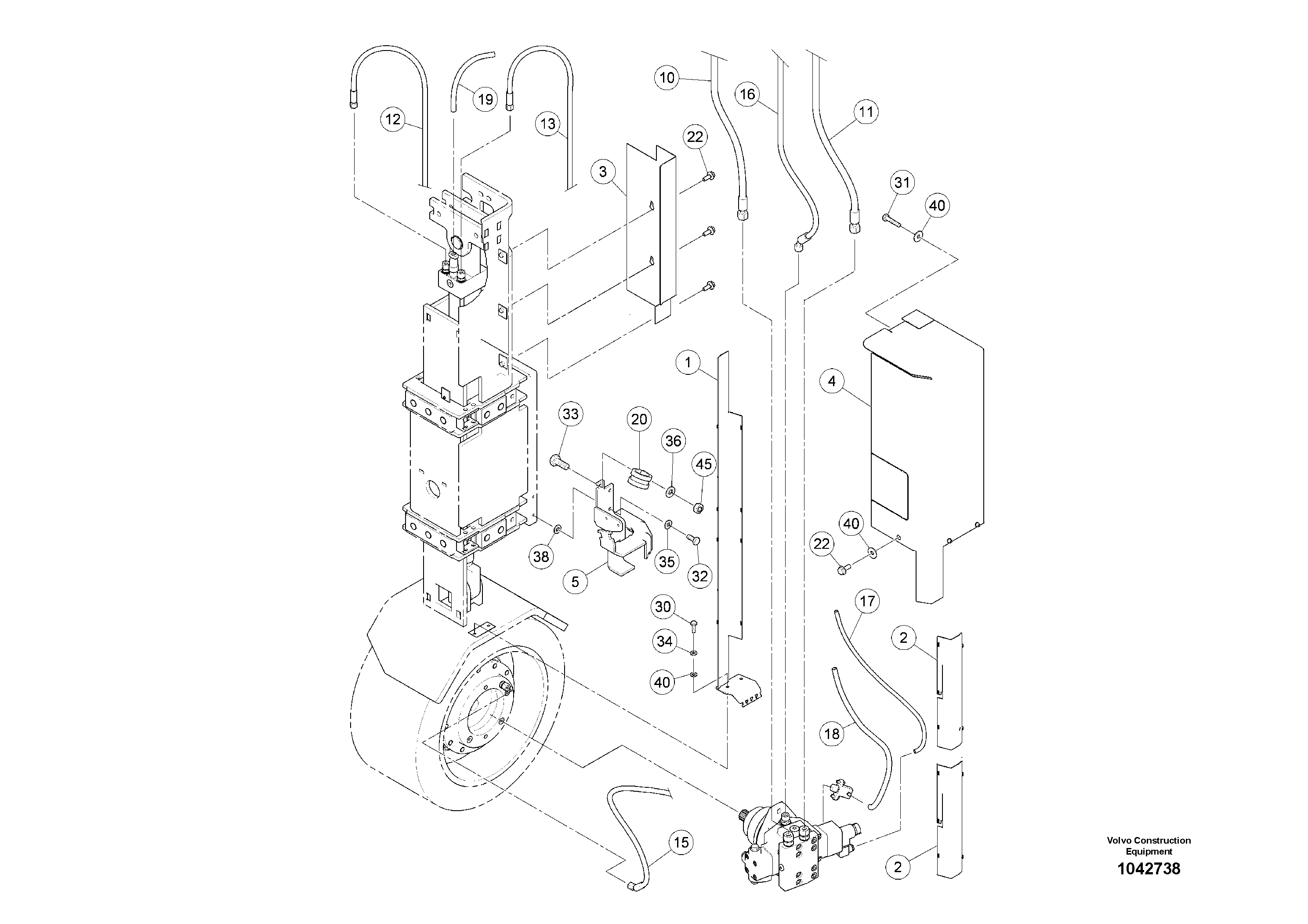 Схема запчастей Volvo MW500 S/N 20591 - - 91831 Hydraulic wheel support 