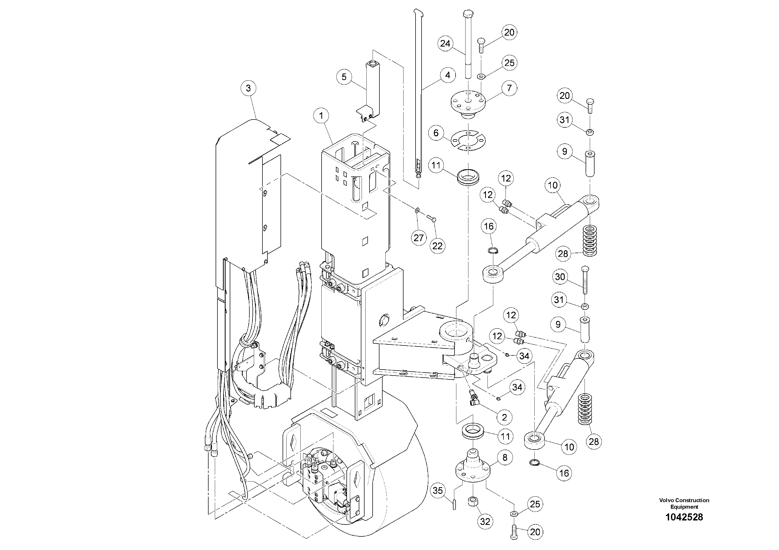 Схема запчастей Volvo MW500 S/N 20591 - - 93063 Wheel Support Assembly 
