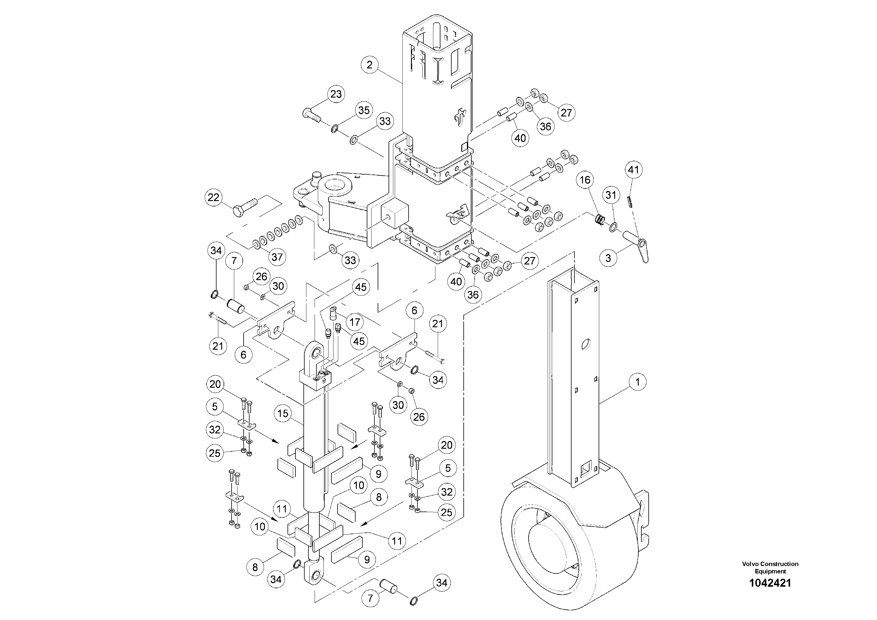 Схема запчастей Volvo MW500 S/N 20591 - - 95754 Wheel Stabilizer 