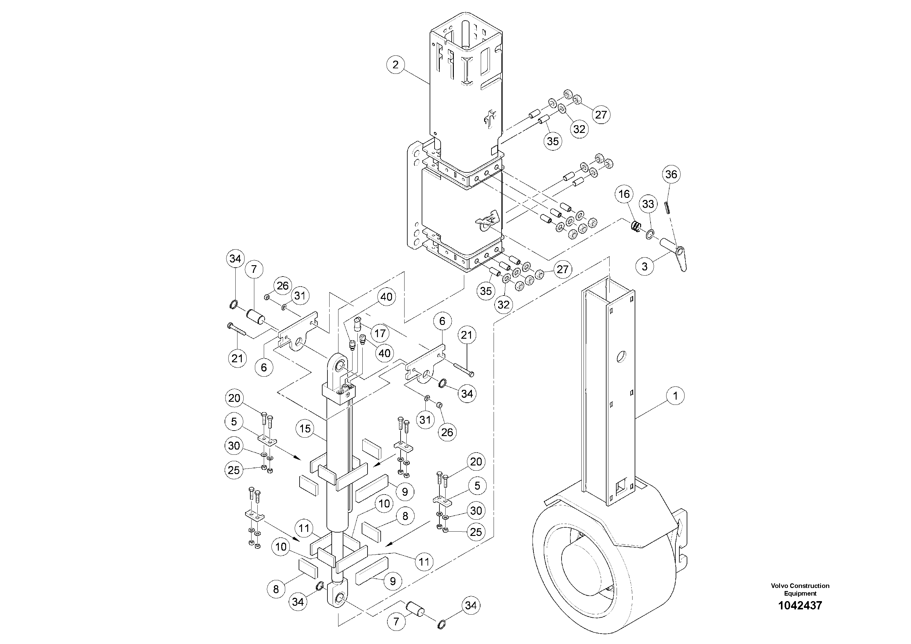 Схема запчастей Volvo MW500 S/N 20591 - - 97204 Wheel Support 