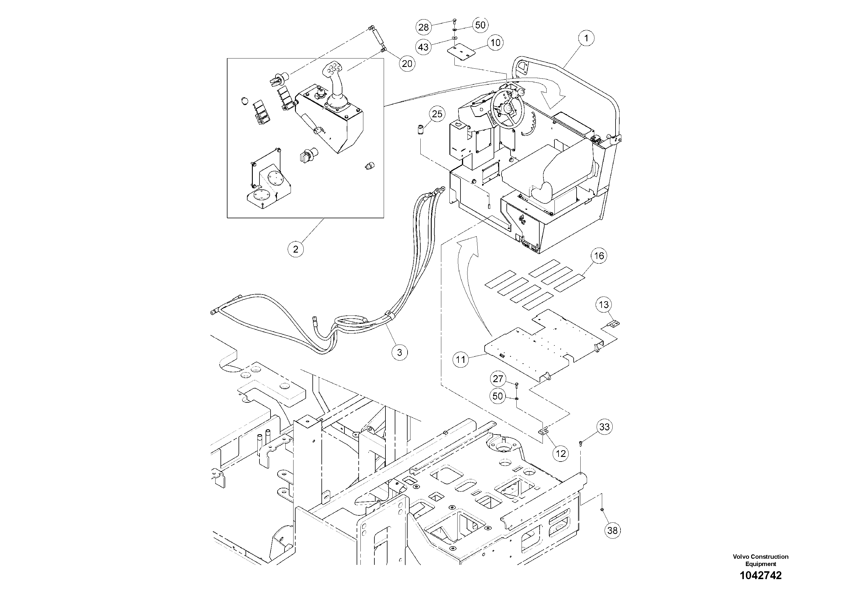Схема запчастей Volvo MW500 S/N 20591 - - 92064 Operators Platform 