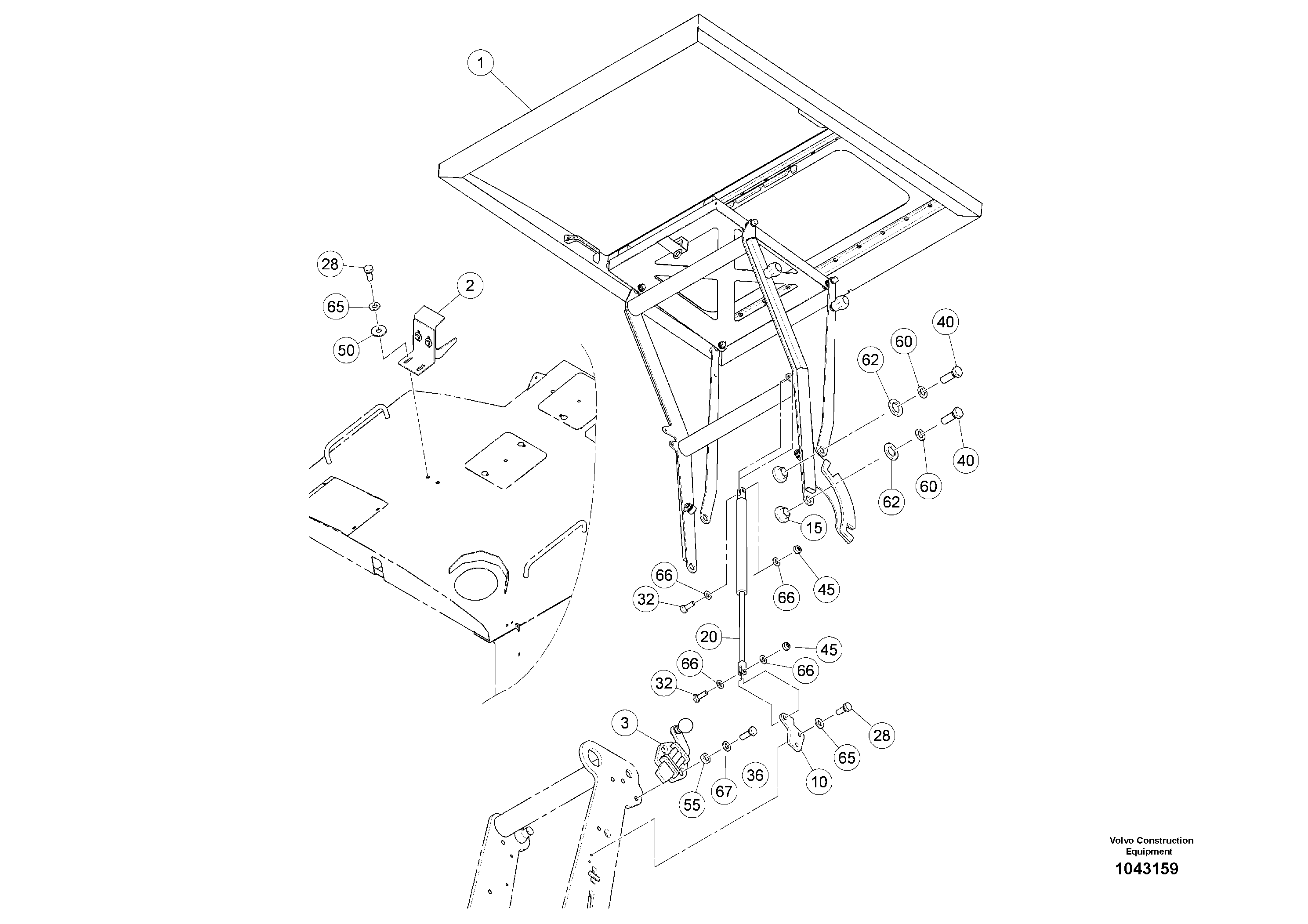 Схема запчастей Volvo MW500 S/N 20591 - - 94646 Canopy kit 