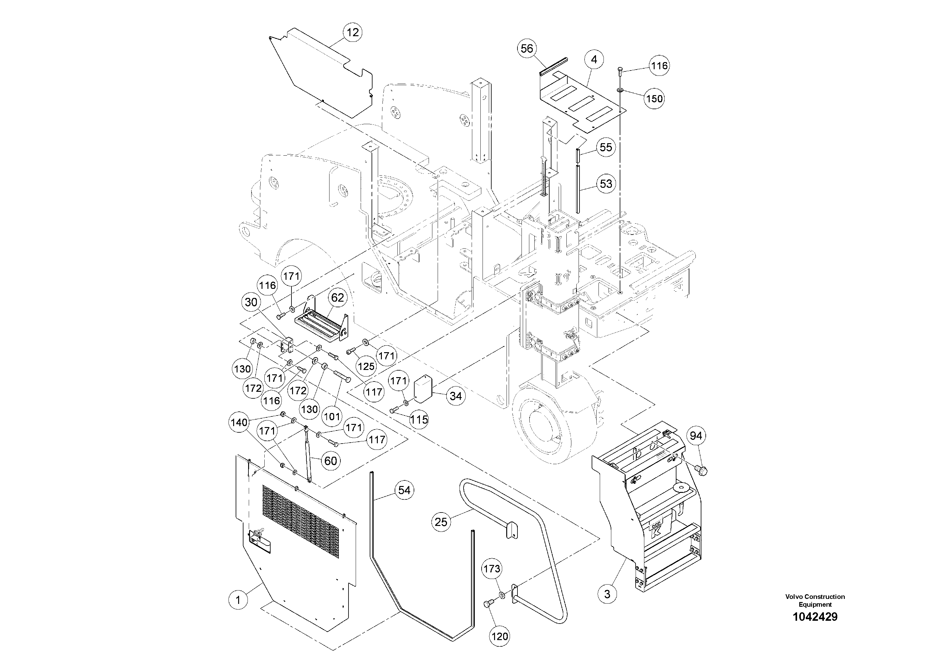 Схема запчастей Volvo MW500 S/N 20591 - - 93183 Superstructure 