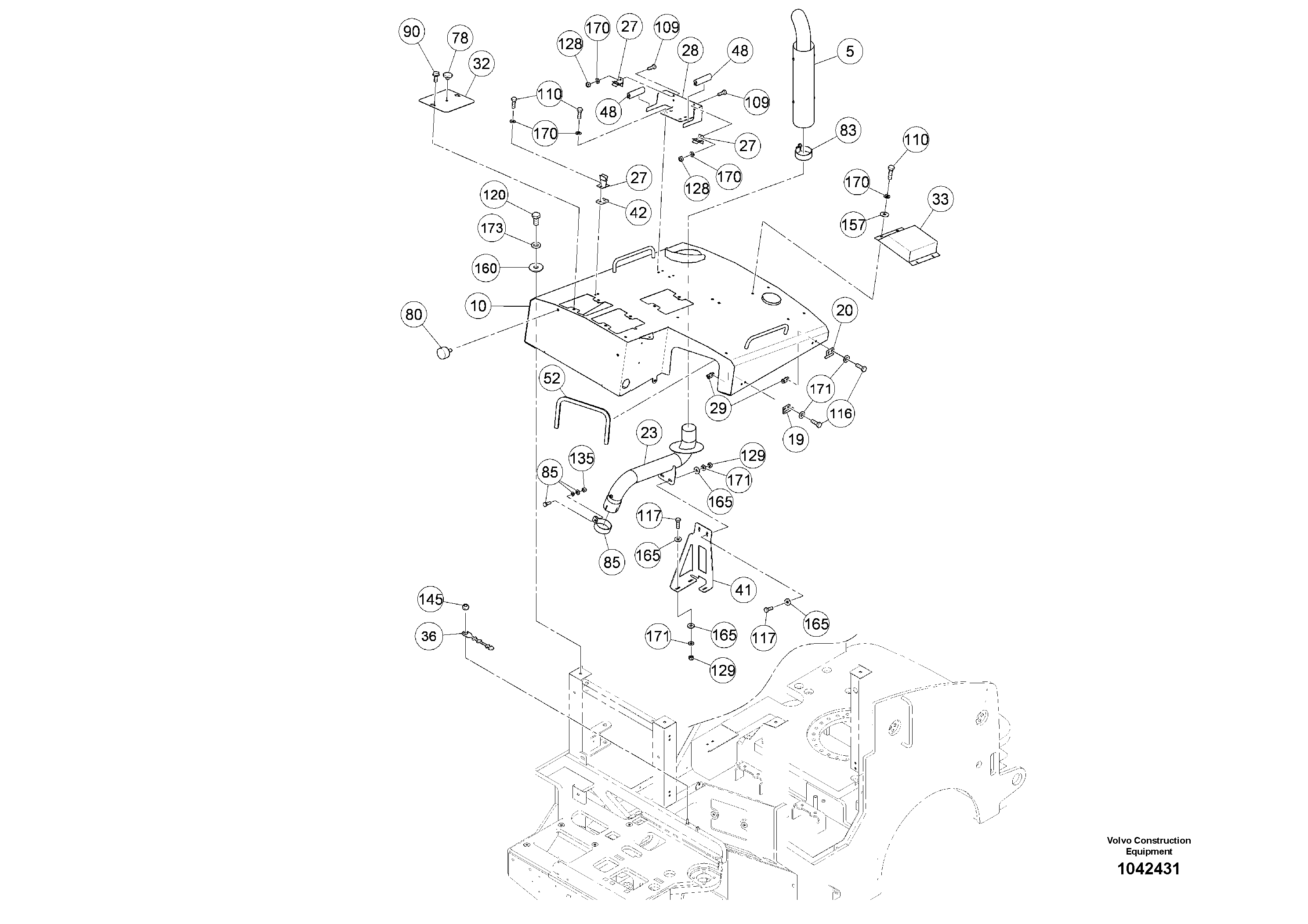 Схема запчастей Volvo MW500 S/N 20591 - - 95128 Superstructure 