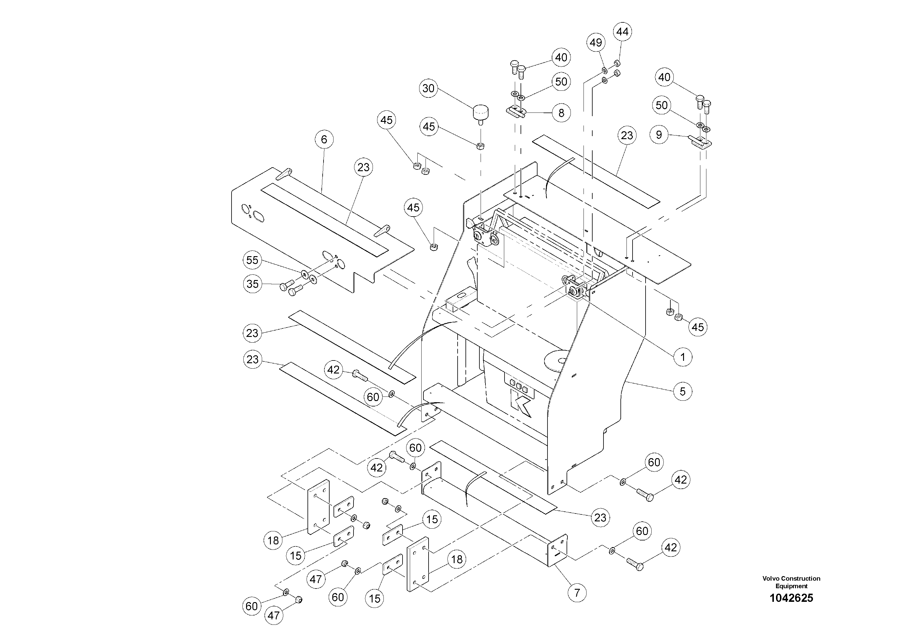 Схема запчастей Volvo MW500 S/N 20591 - - 95706 Railing 