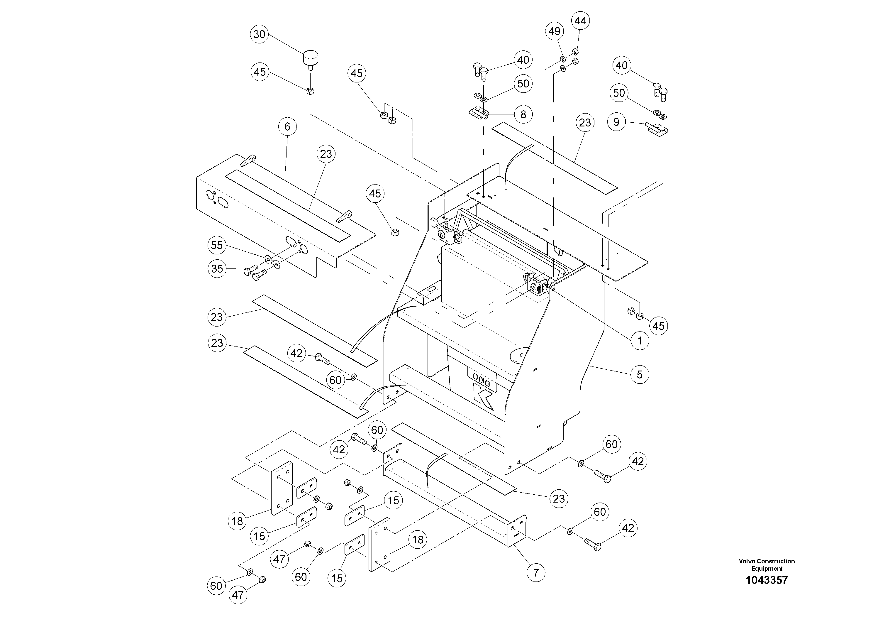 Схема запчастей Volvo MW500 S/N 20591 - - 96334 Railing 