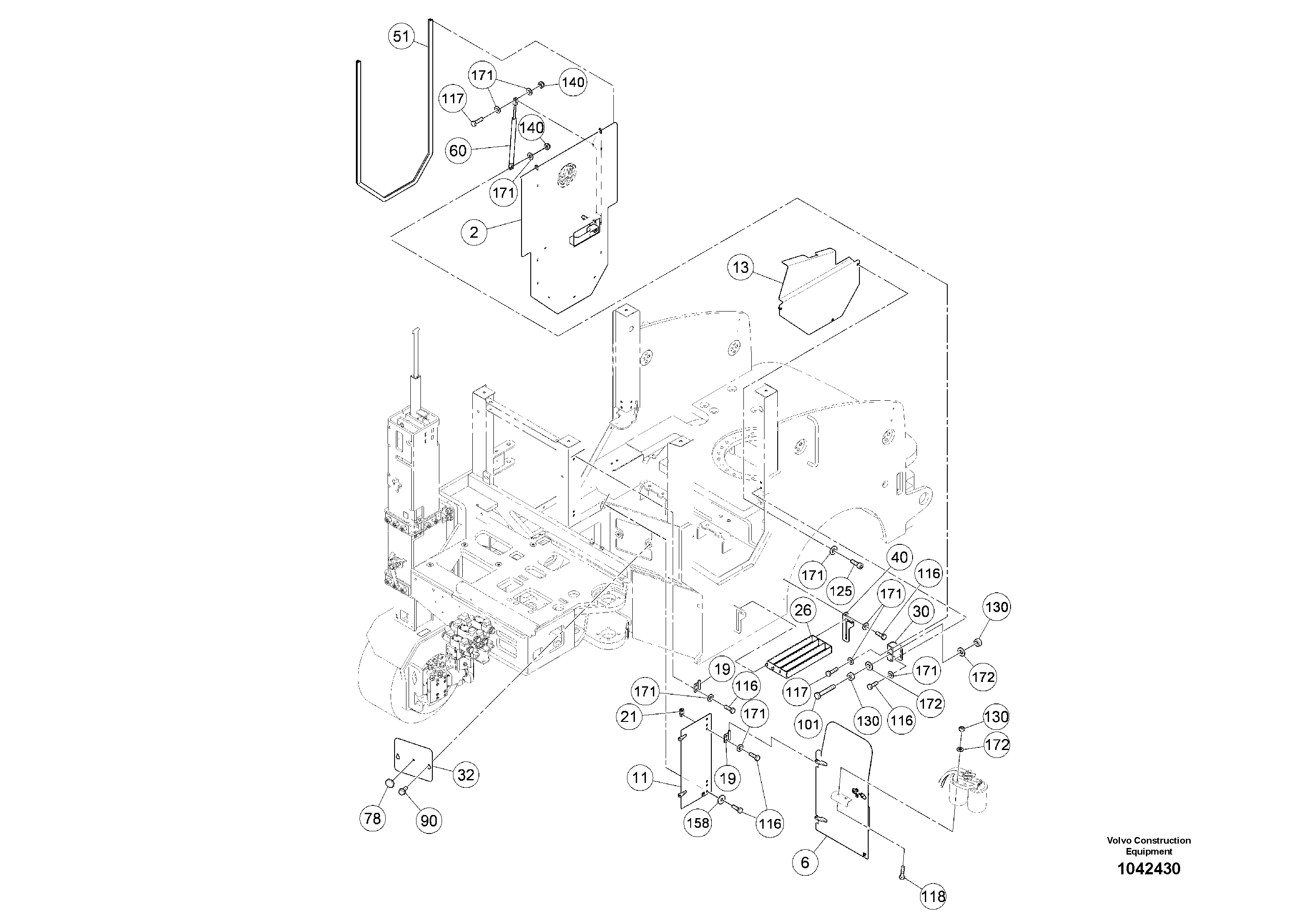 Схема запчастей Volvo MW500 S/N 20591 - - 99022 Superstructure 