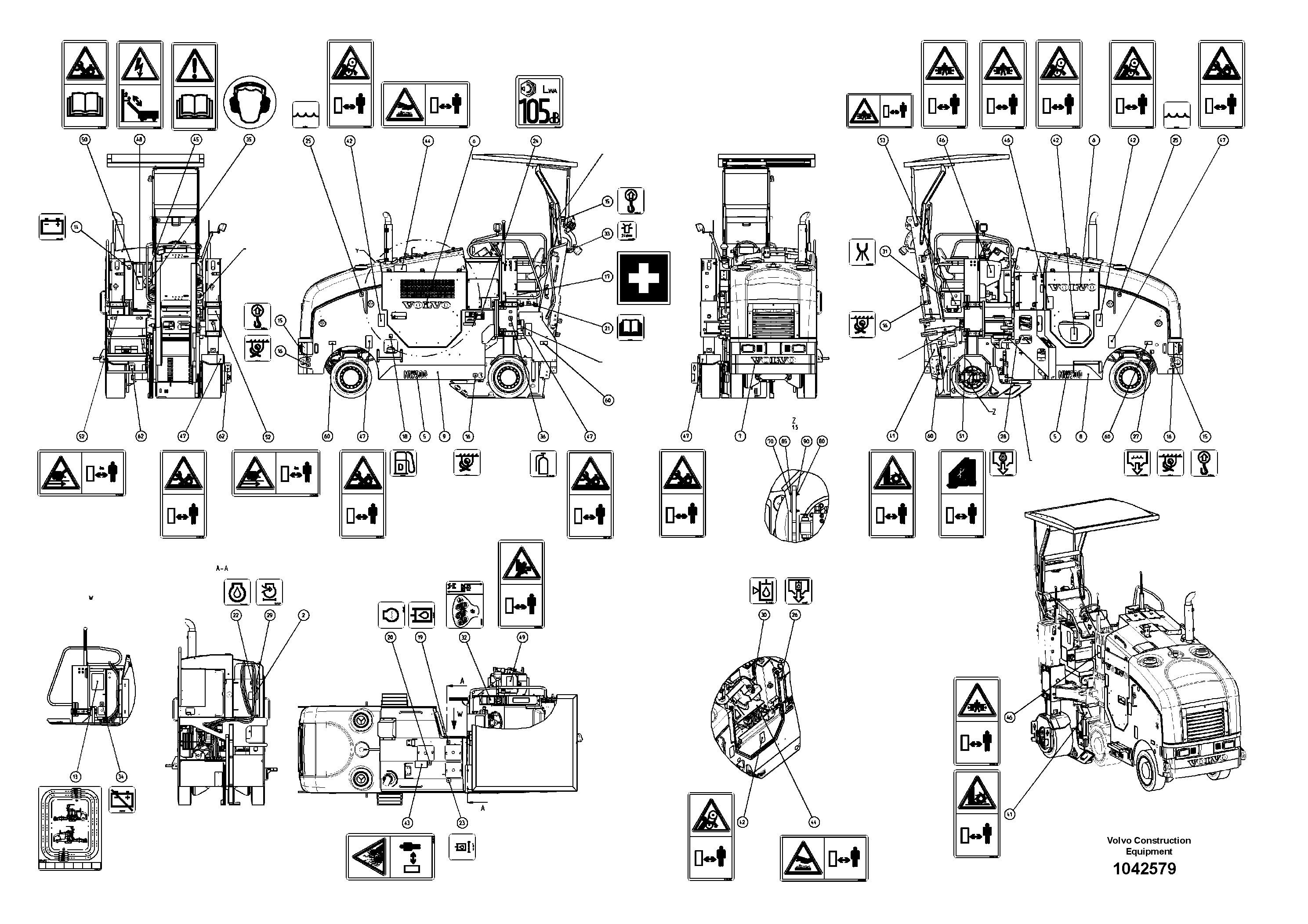 Схема запчастей Volvo MW500 S/N 20591 - - 96631 Signs - Mw500 