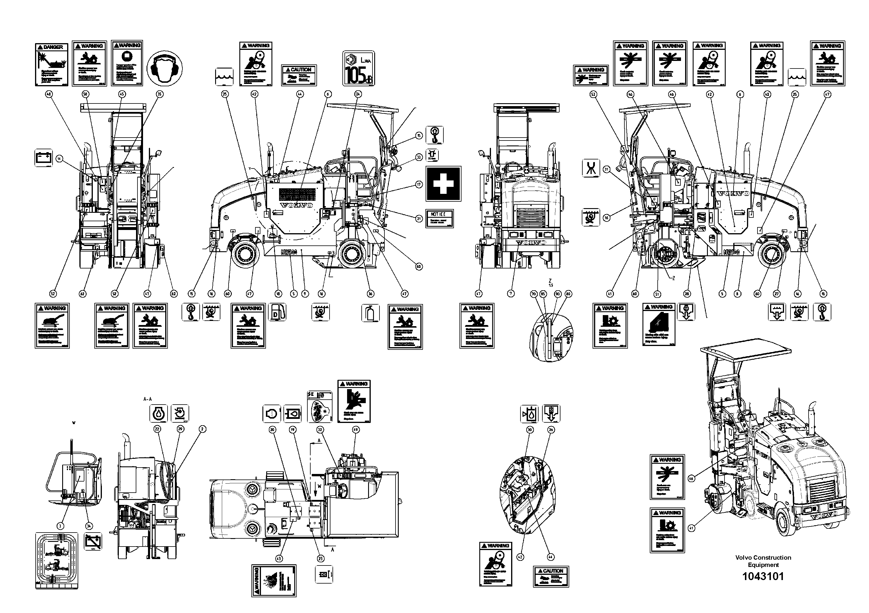 Схема запчастей Volvo MW500 S/N 20591 - - 99990 Signs - USA 