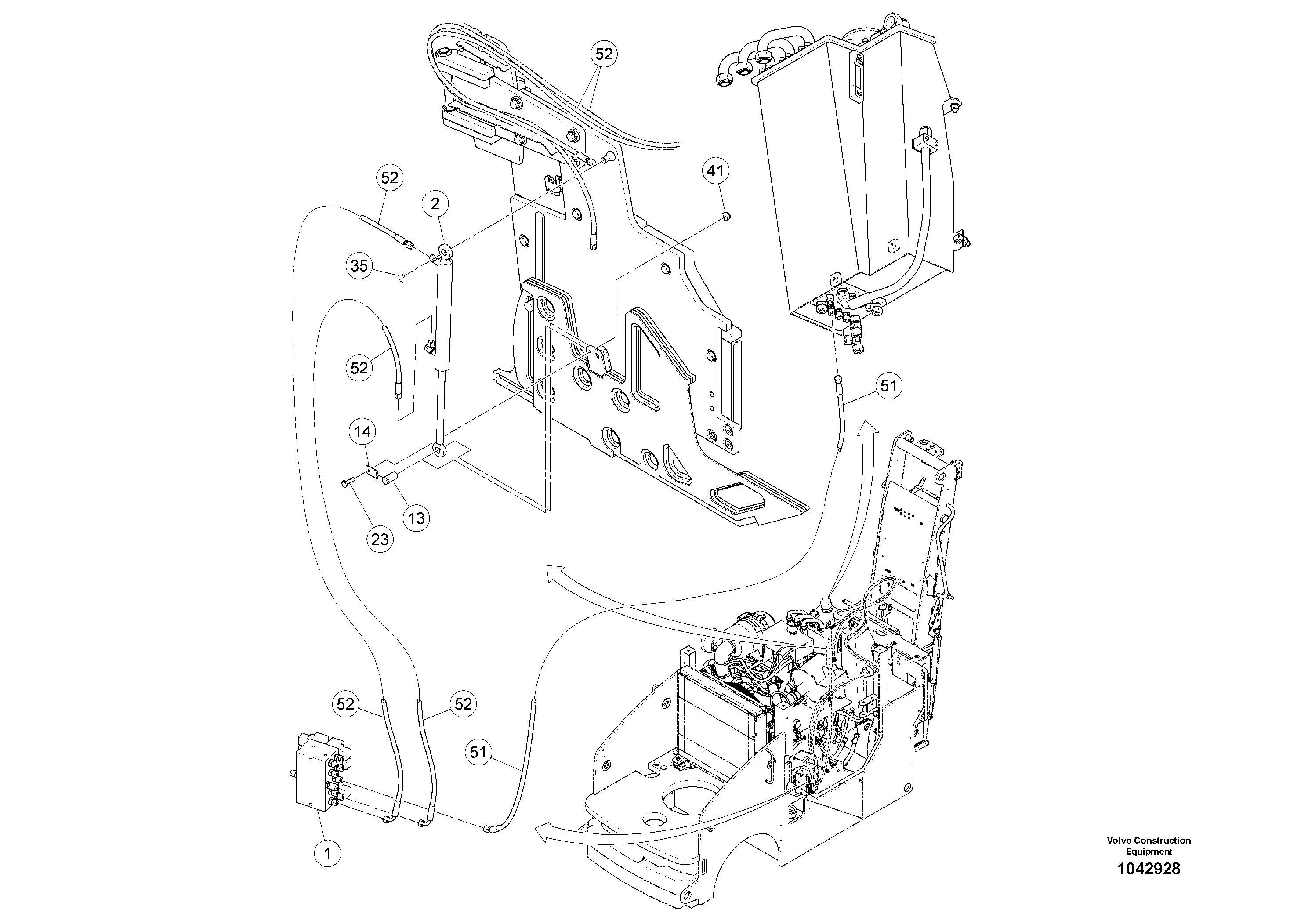 Схема запчастей Volvo MW500 S/N 20591 - - 87662 Hydraulic Side Skirts 