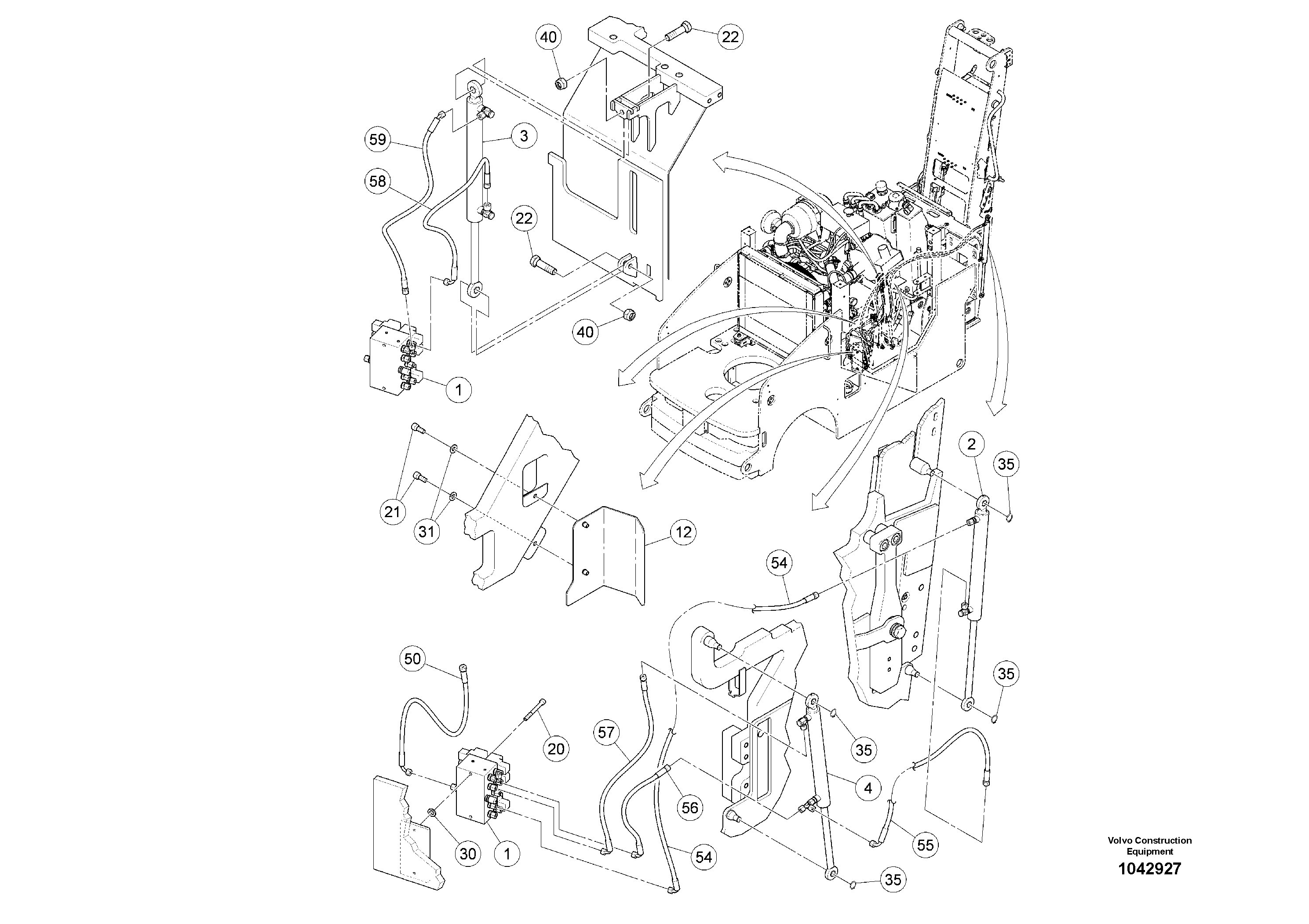 Схема запчастей Volvo MW500 S/N 20591 - - 91573 Hydraulic Side Skirts 