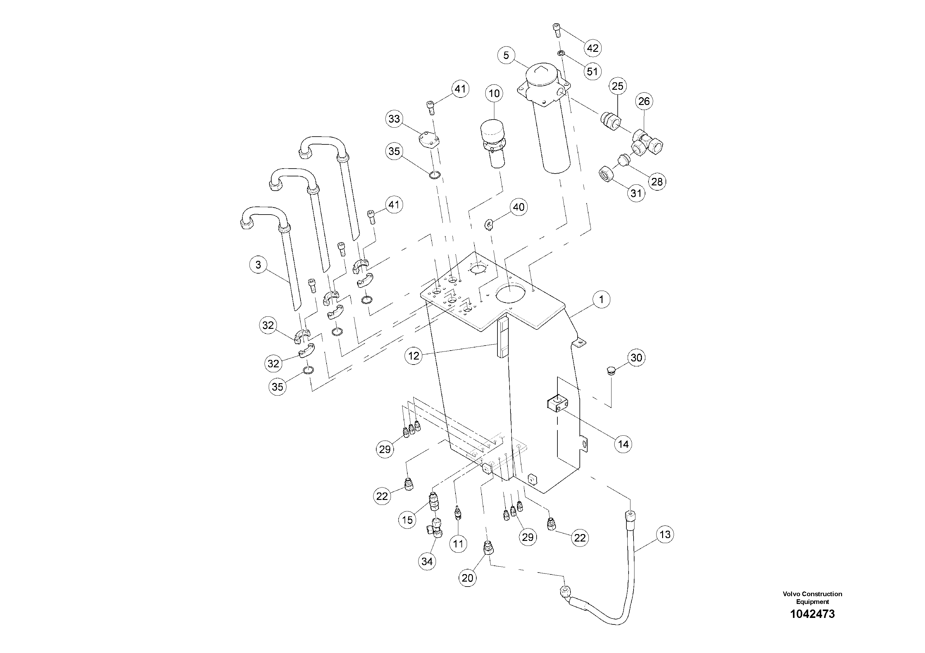 Схема запчастей Volvo MW500 S/N 20591 - - 93072 Гидробак 